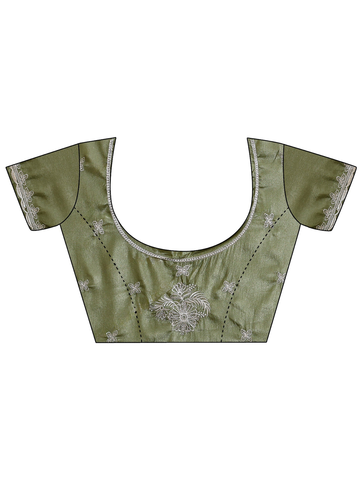 Anouk Green Floral Embroidered Satin Saree