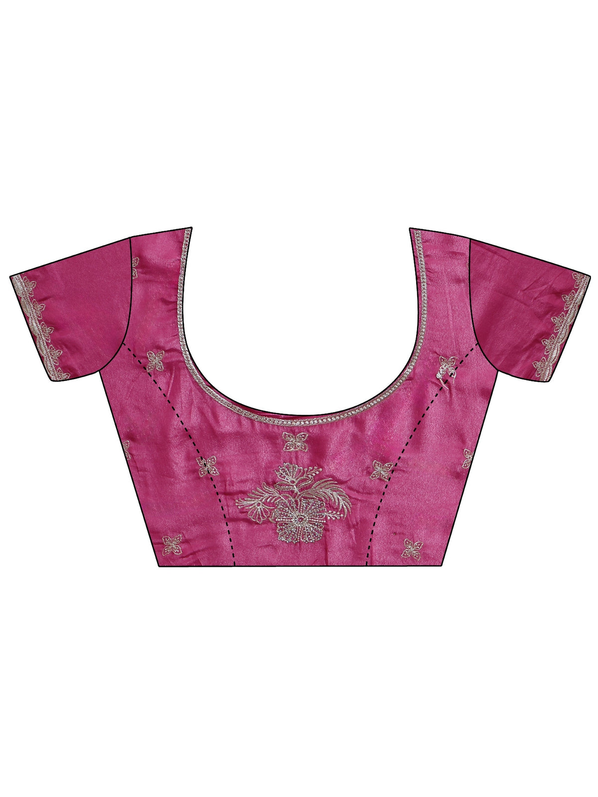 Anouk Pink Floral Embroidered Satin Saree