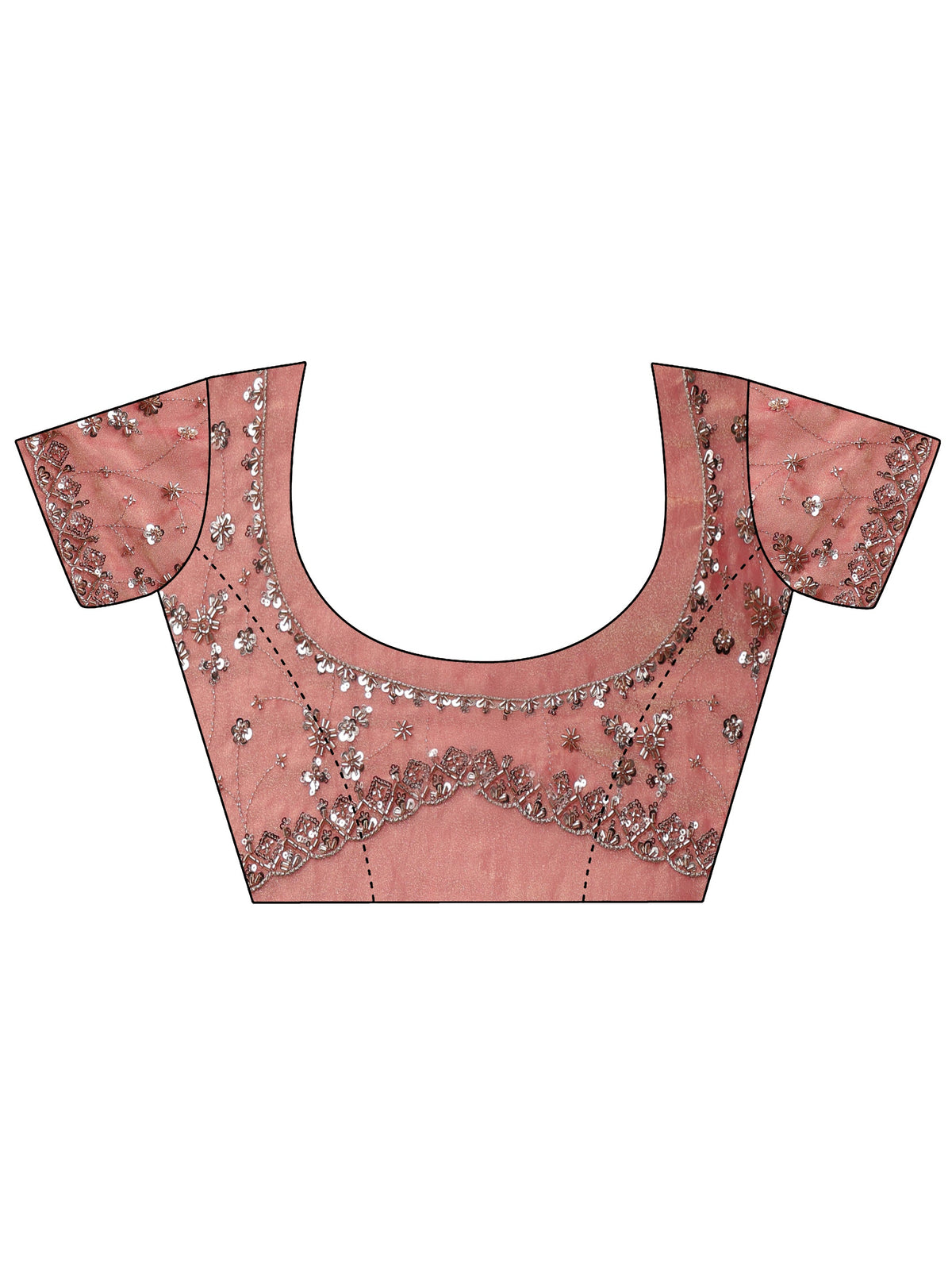 Anouk Art Coral Pink Embellished Tissue Saree