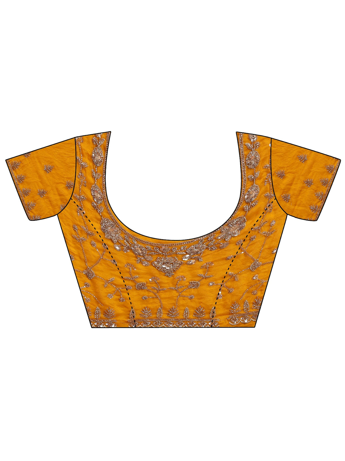 Anouk Art Mustard Floral Embellished Tissue Saree