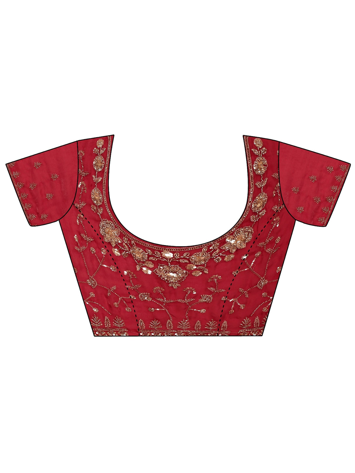 Anouk Art Crimson Red Floral Embellished Tissue Saree