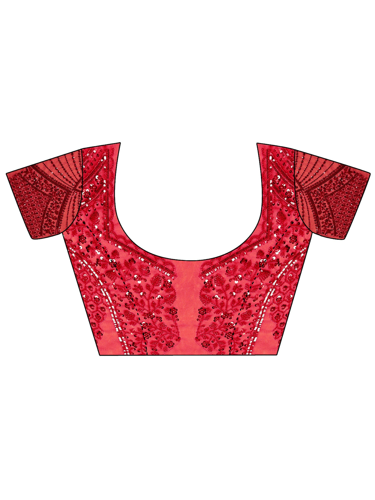 Anouk Art Ruby Red Floral Embellished Net Saree