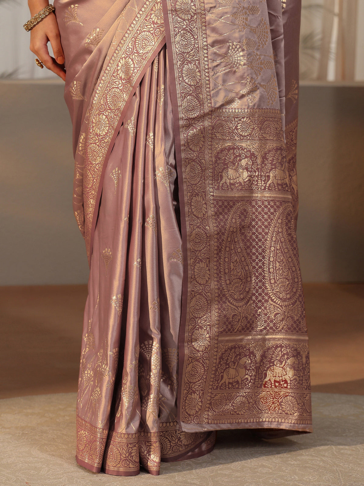Anouk Mauve Banarasi Satin Saree