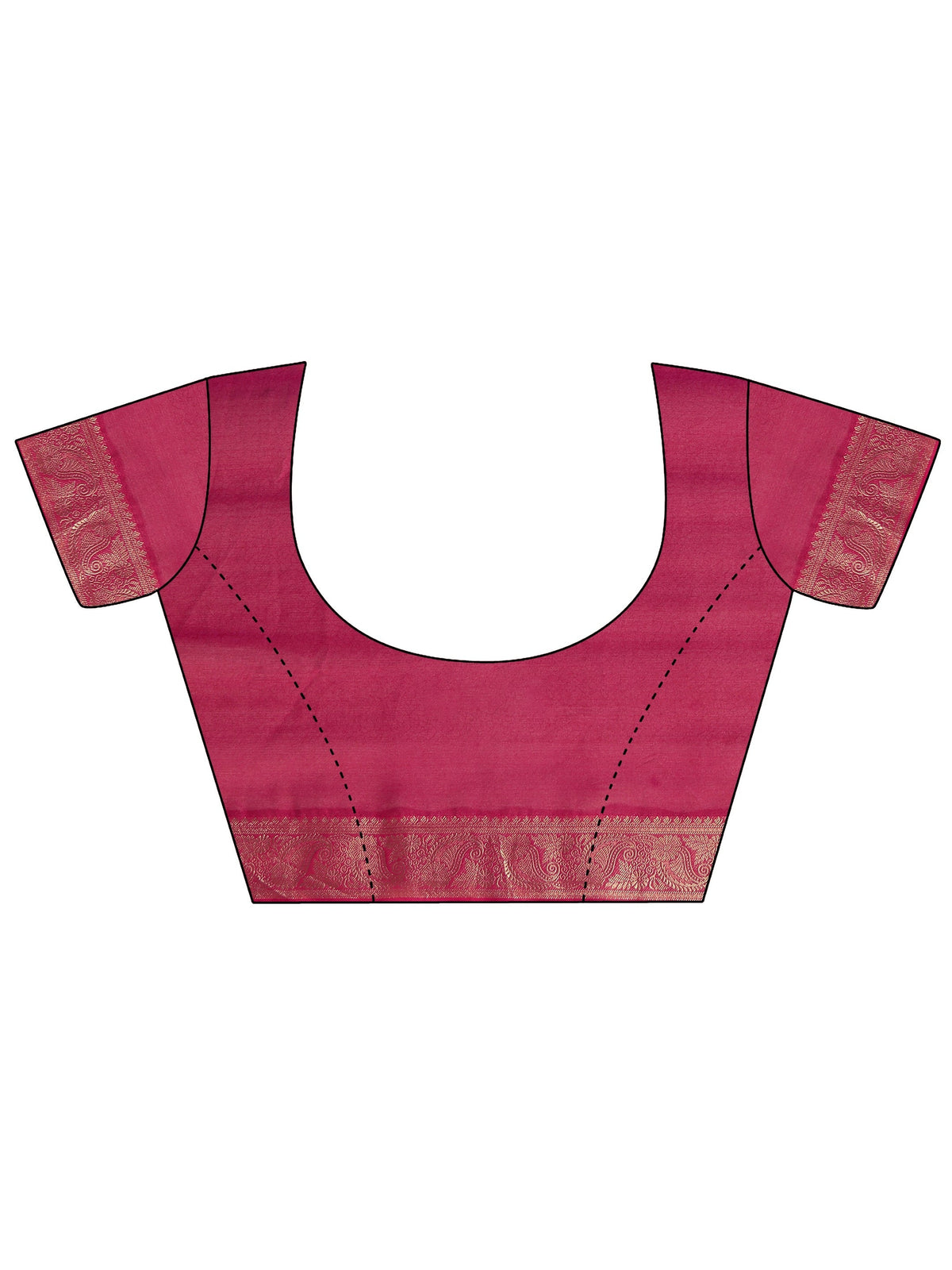 Anouk Hot Pink Striped Chiffon Saree with Paisley Border
