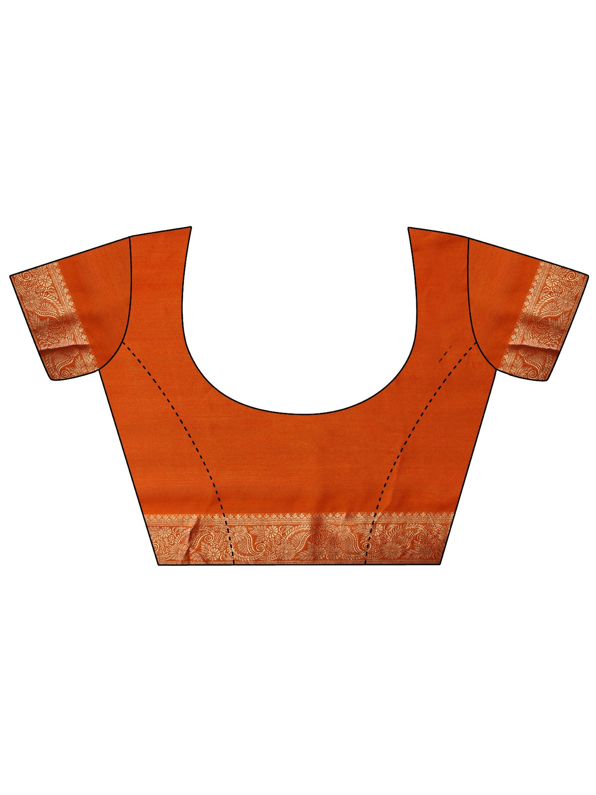 Anouk Orange Striped Chiffon Saree with Paisley Border