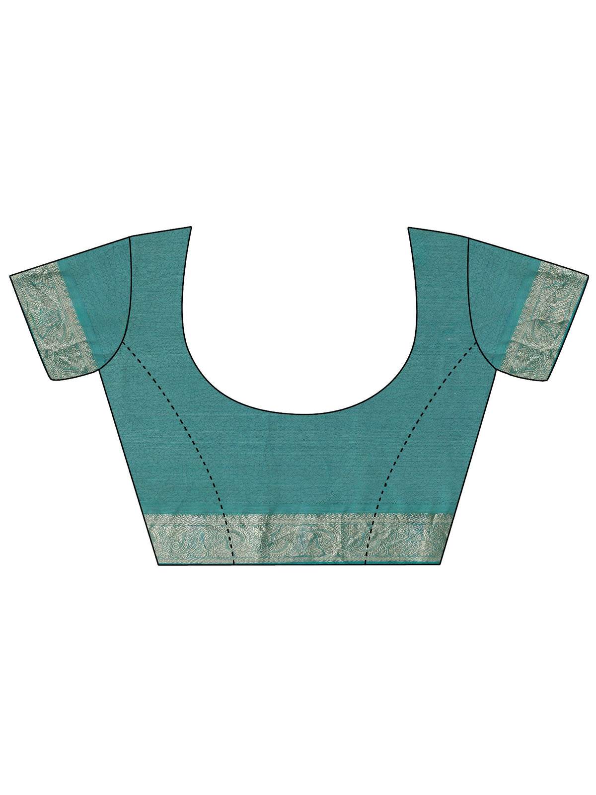 Anouk Cyan Blue Striped Chiffon Saree with Paisley Border