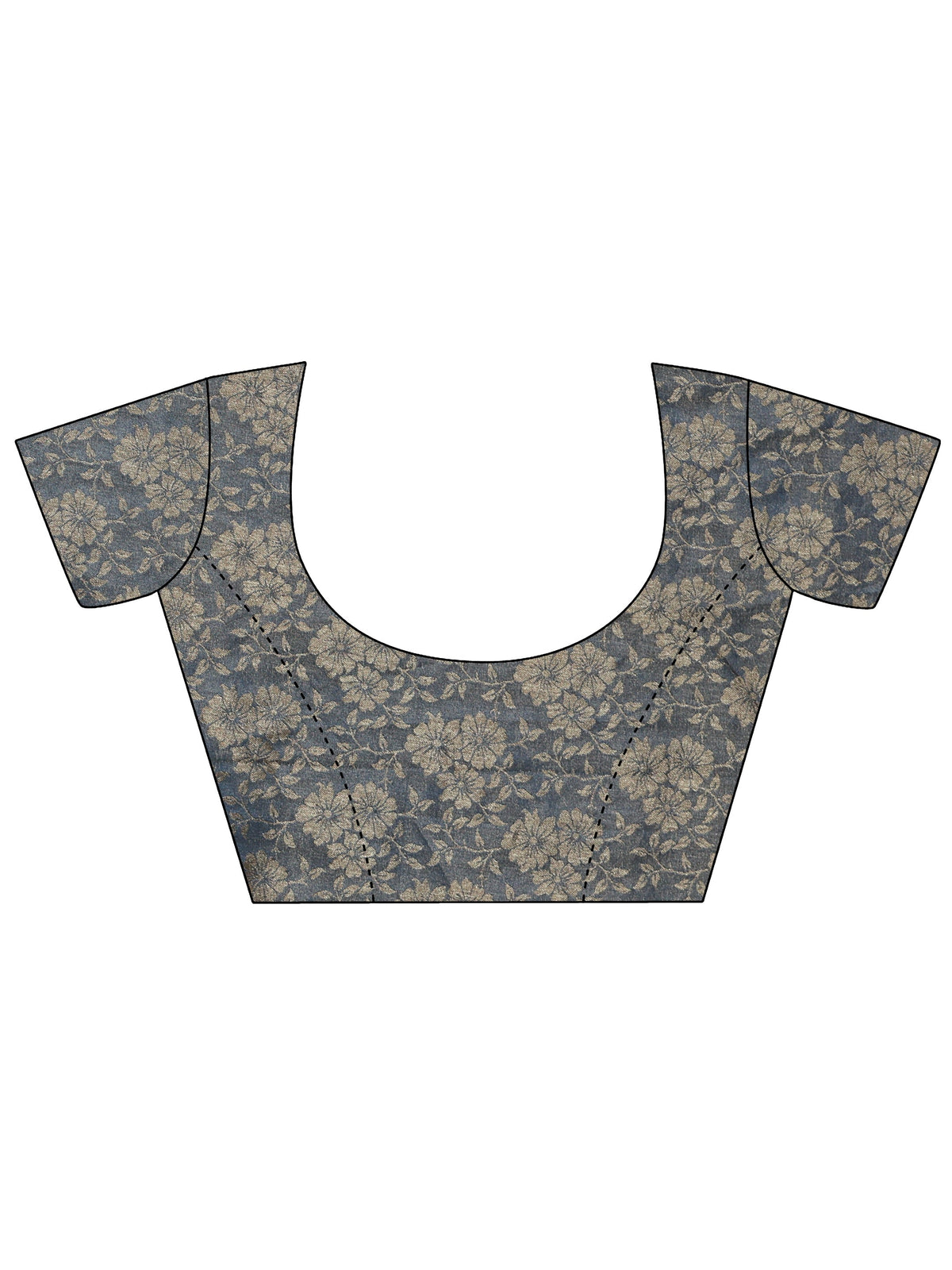 Anouk Steel Blue Floral Printed Chiffon Saree