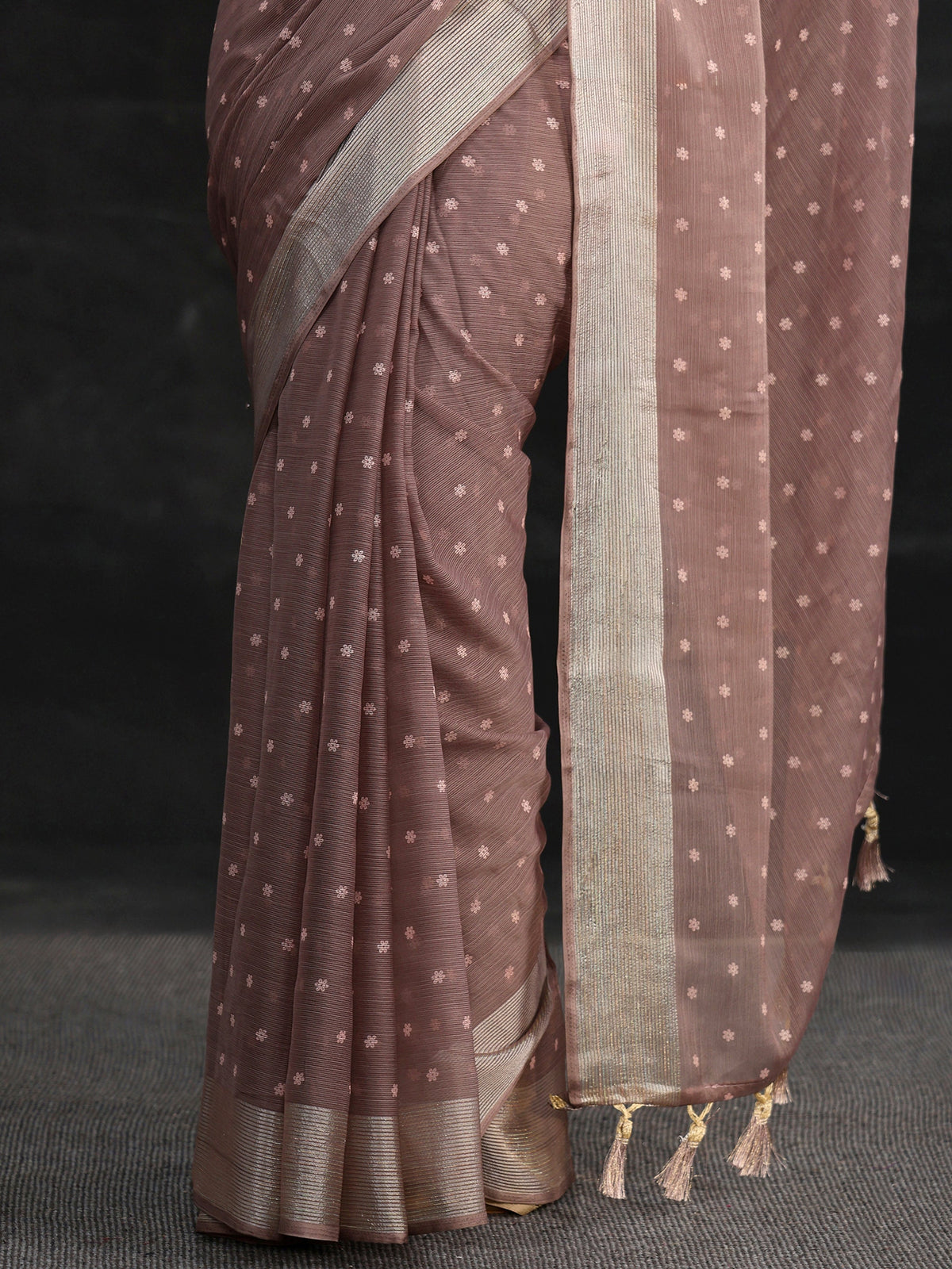 Anouk Brown Floral Printed Chiffon Saree
