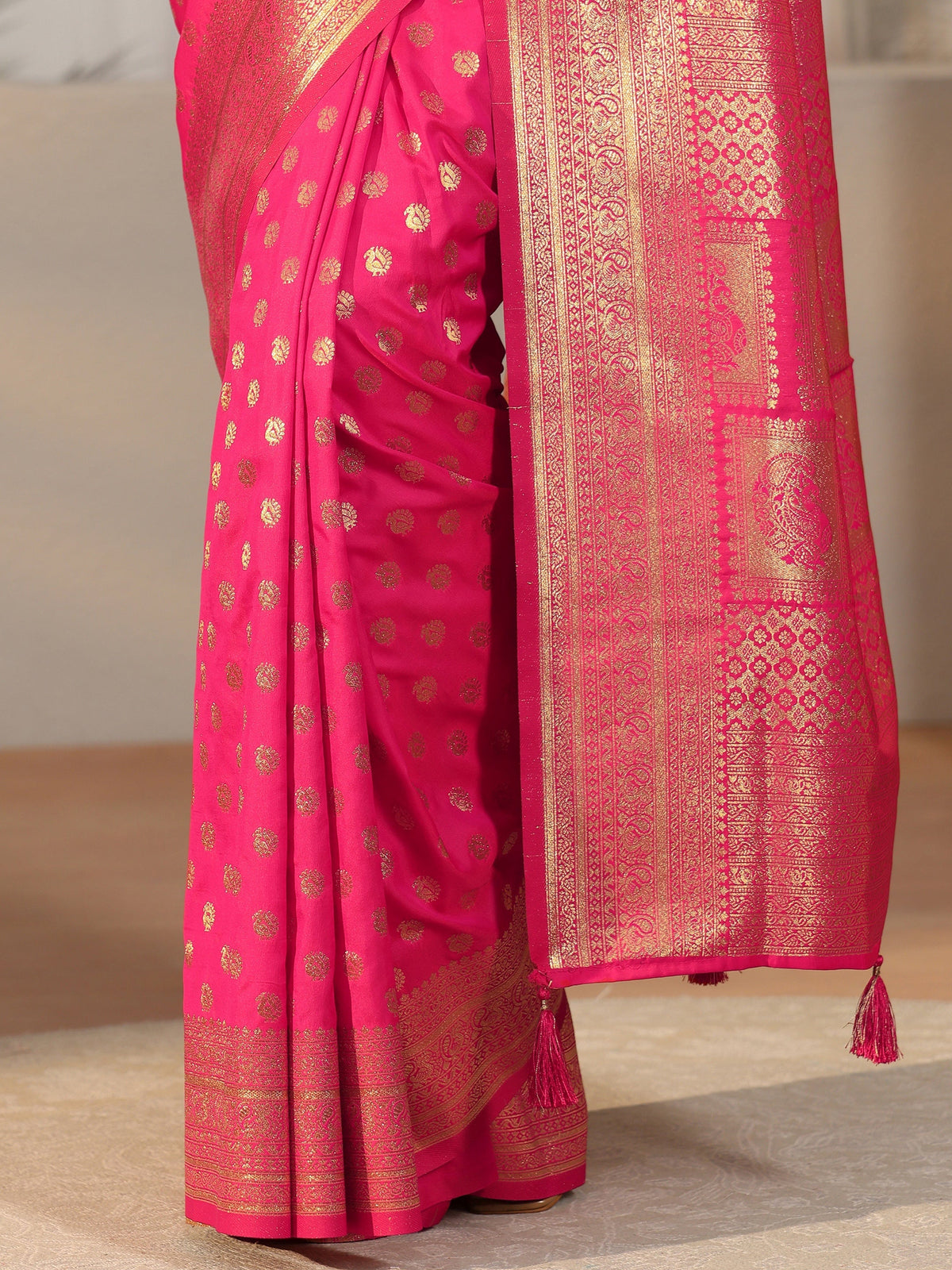 Anouk Hot Pink Banarasi Silk Blend Saree