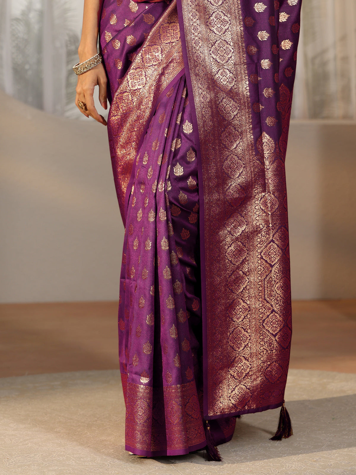 Anouk Imperial Purple Banarasi Silk Blend Saree