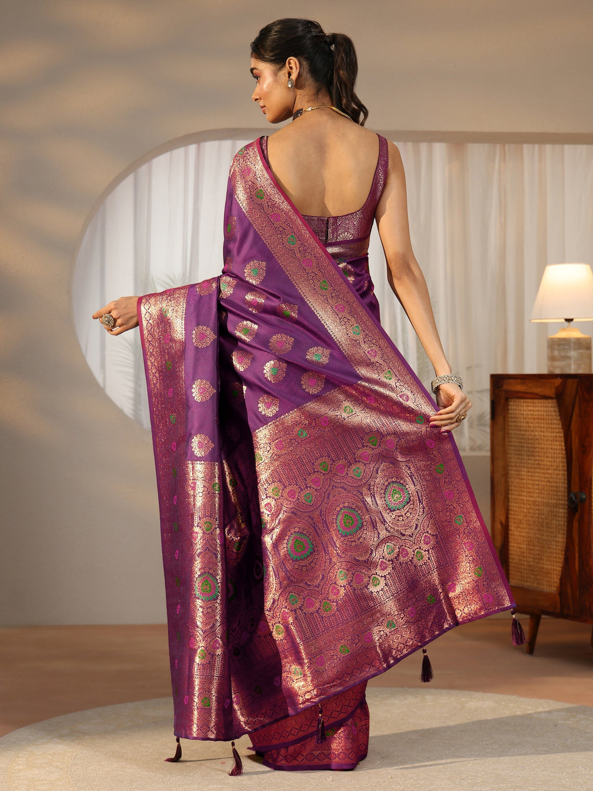 Anouk Imperial Purple Banarasi Silk Blend Saree