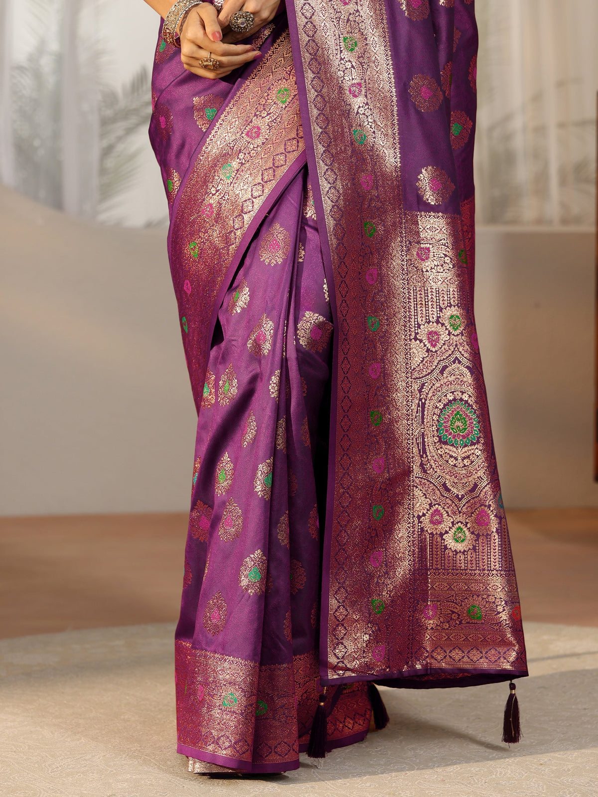 Anouk Imperial Purple Banarasi Silk Blend Saree