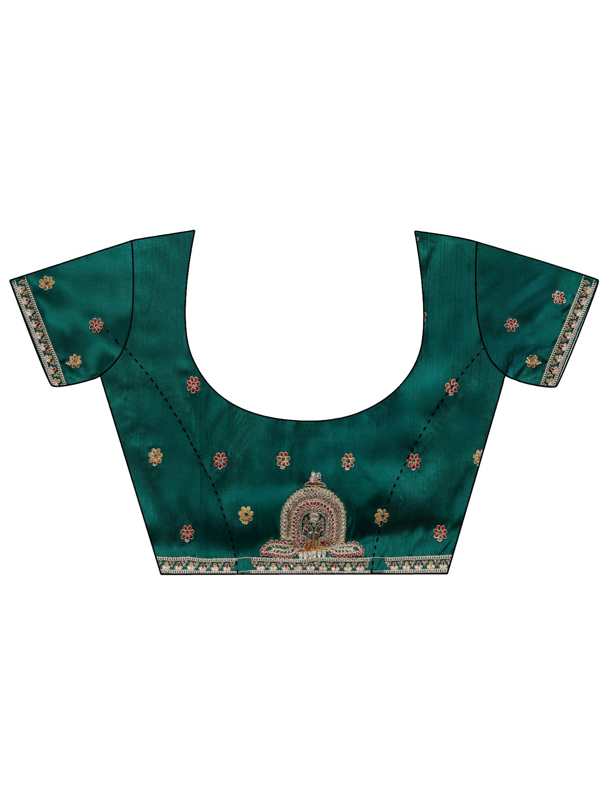 Anouk Peach Net Saree with Embroidered Border