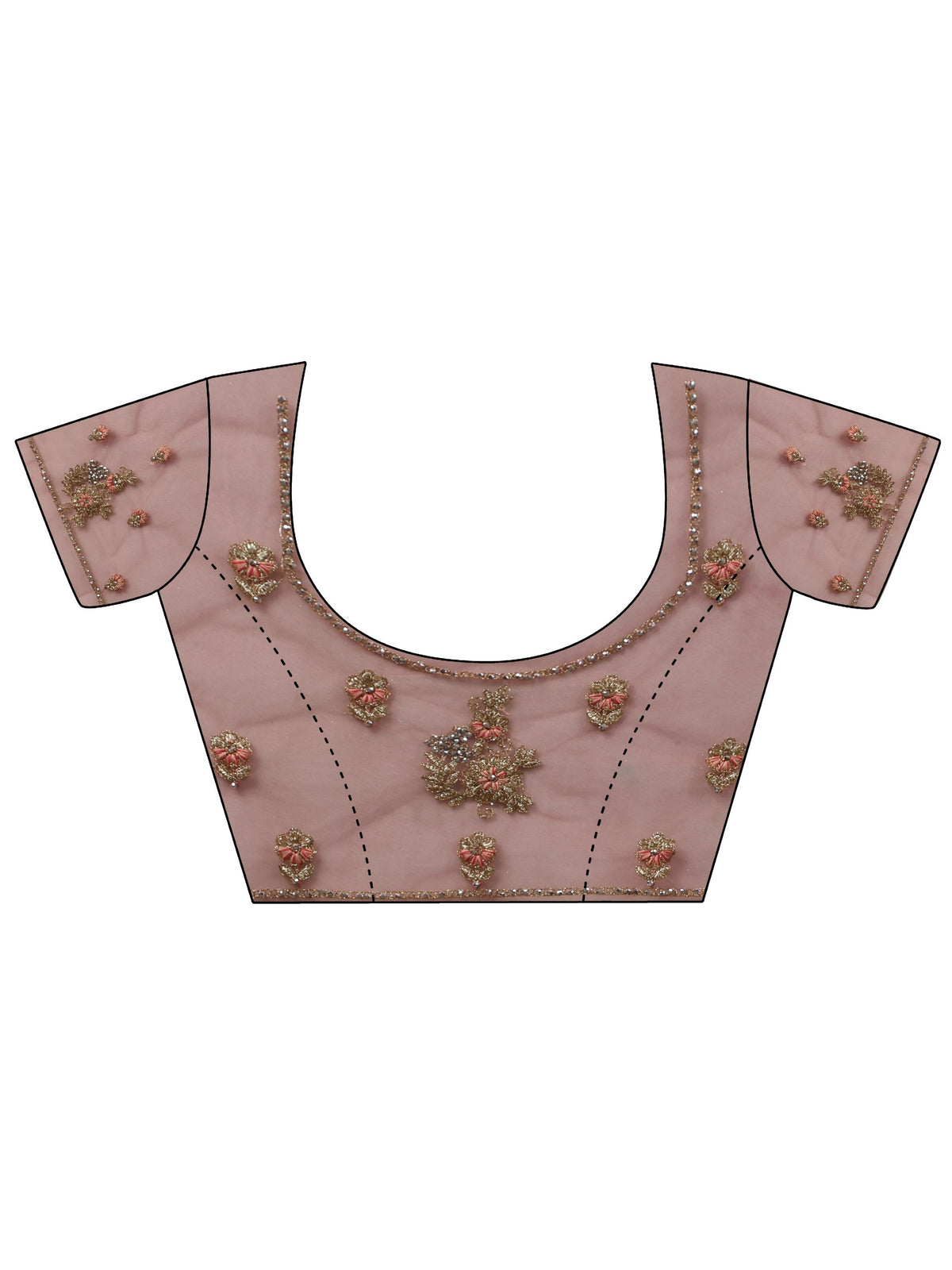 Anouk Baby Pink Floral Embroidered Net Saree