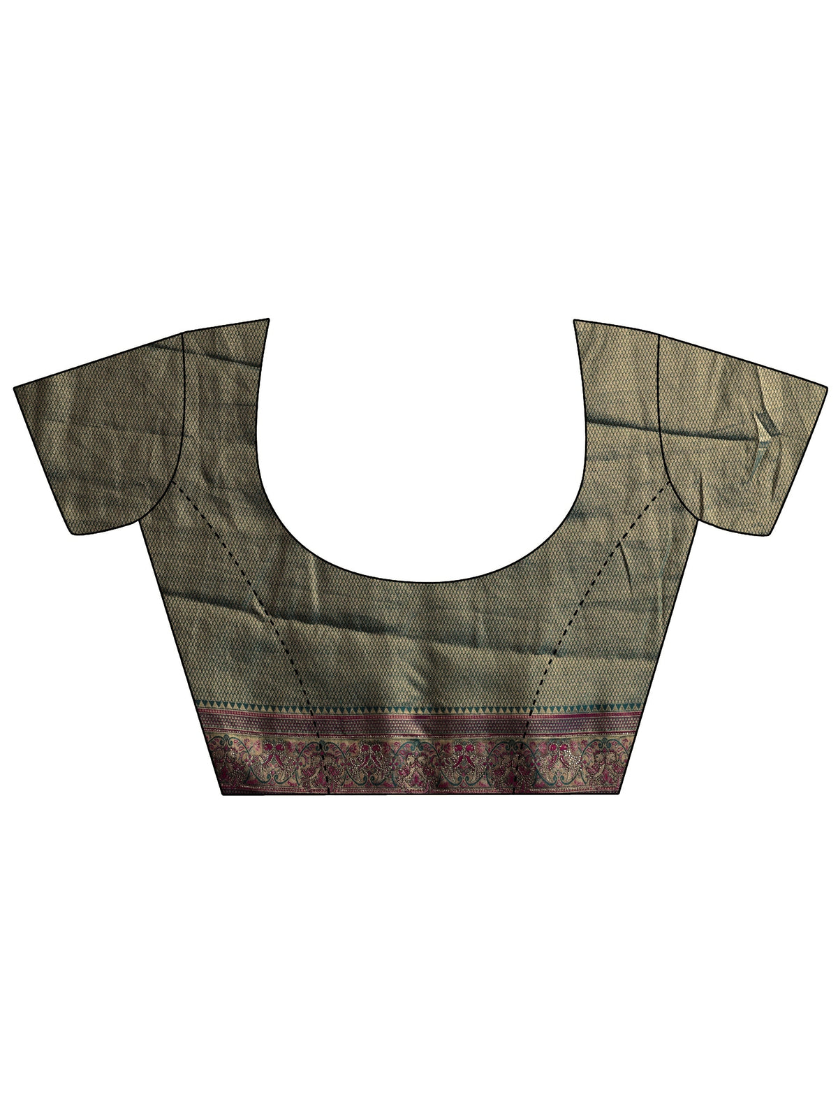 Anouk Art Deep Sage Green Floral Woven Design Silk Blend Saree