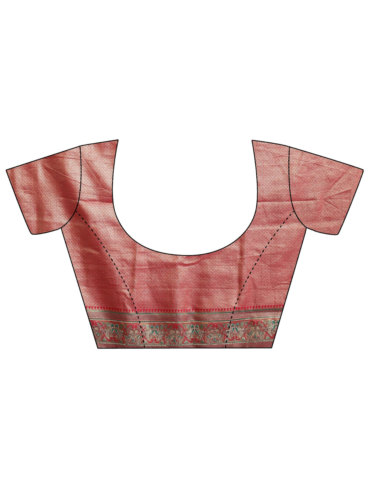 Anouk Art Peach Pink Floral Woven Design Silk Blend Saree
