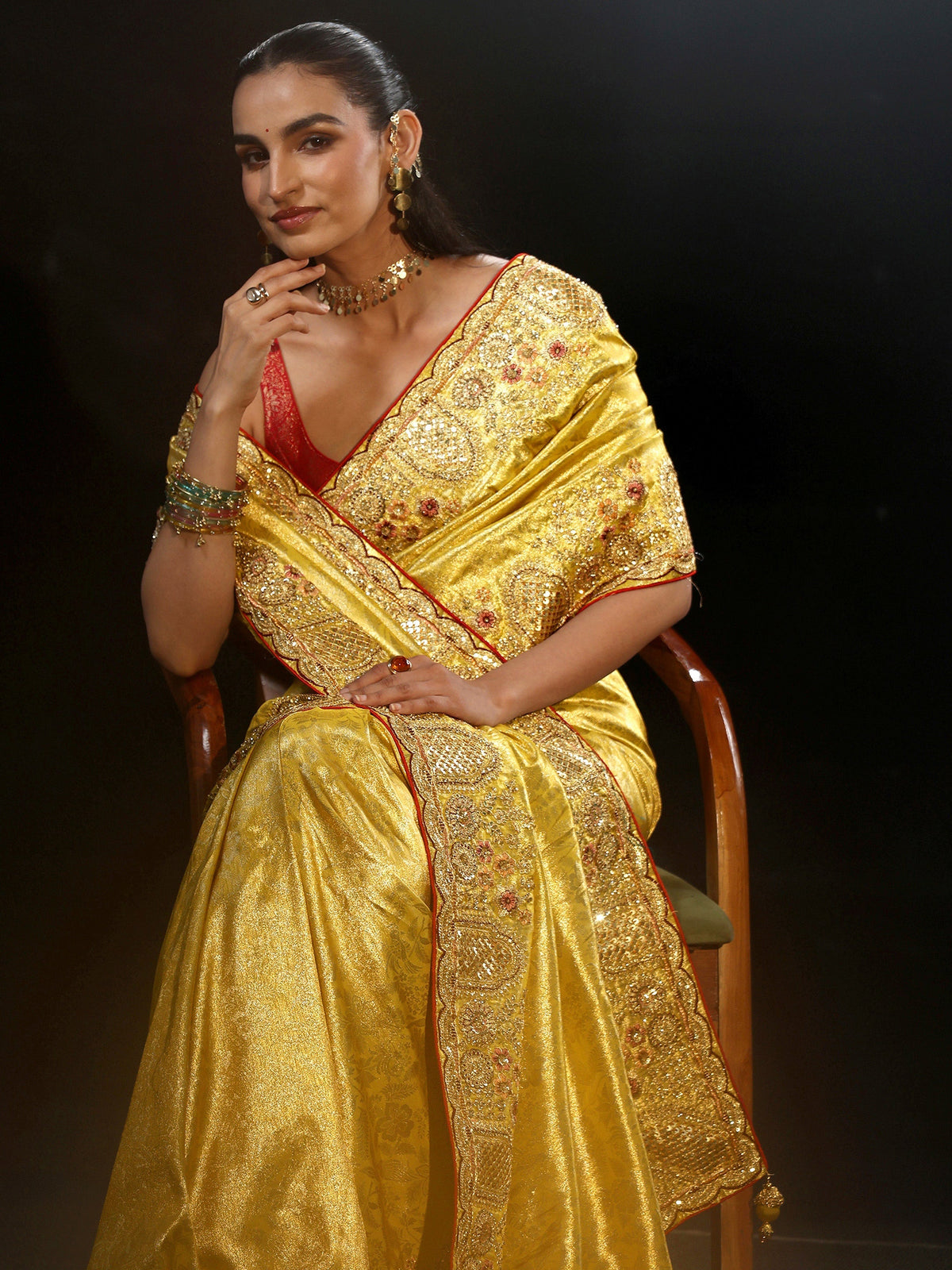 Anouk Art Green Woven Design Silk Blend Saree with Embellished Border