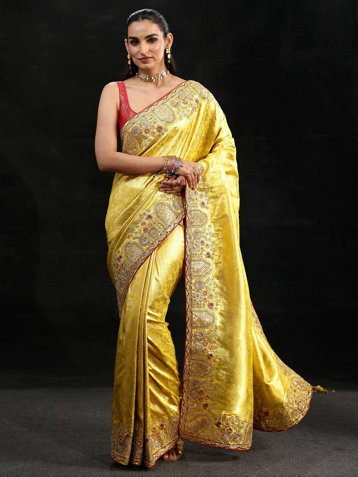 Anouk Art Green Woven Design Silk Blend Saree with Embellished Border