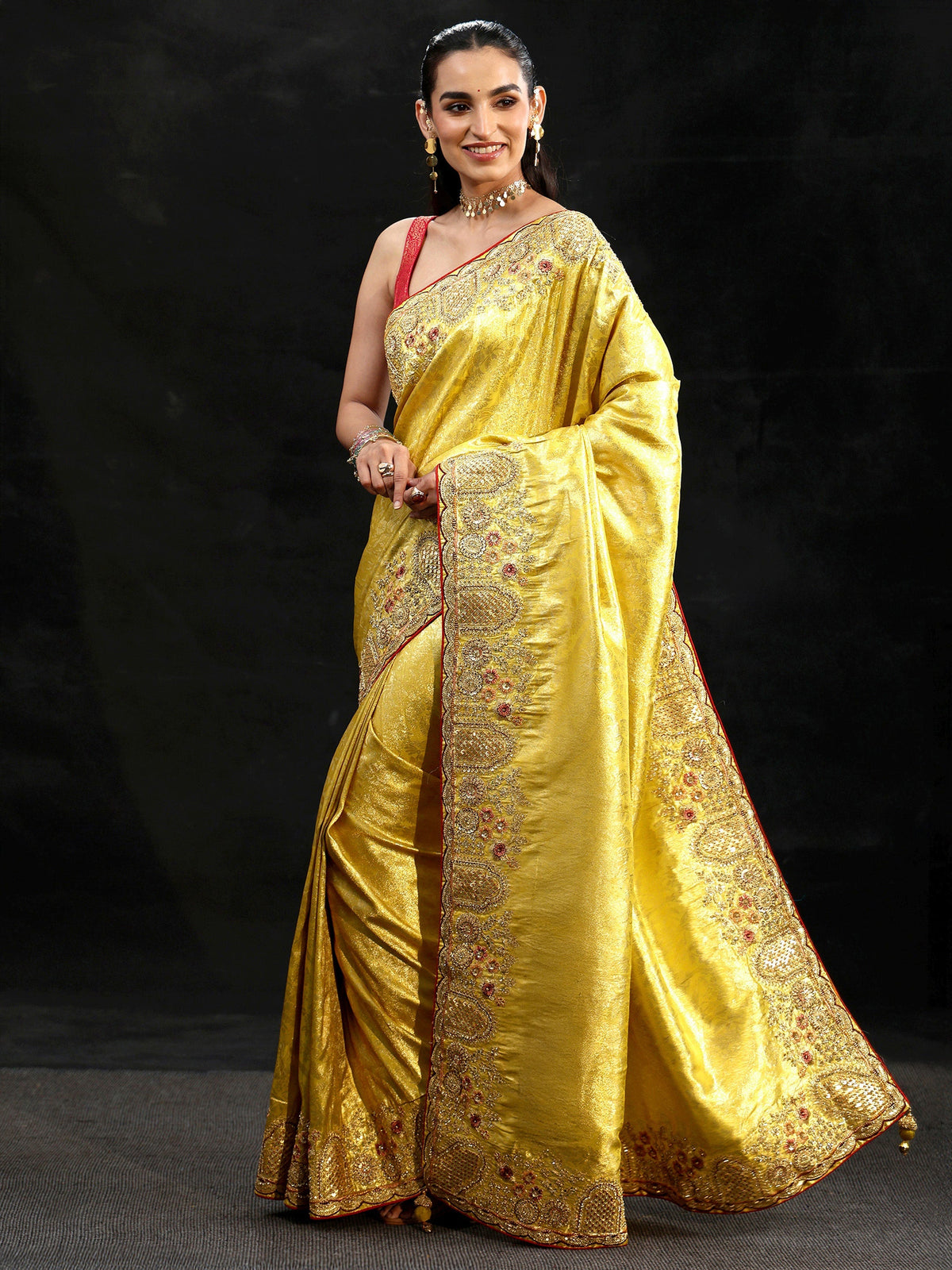 Anouk Art Green Woven Design Silk Blend Saree with Embellished Border