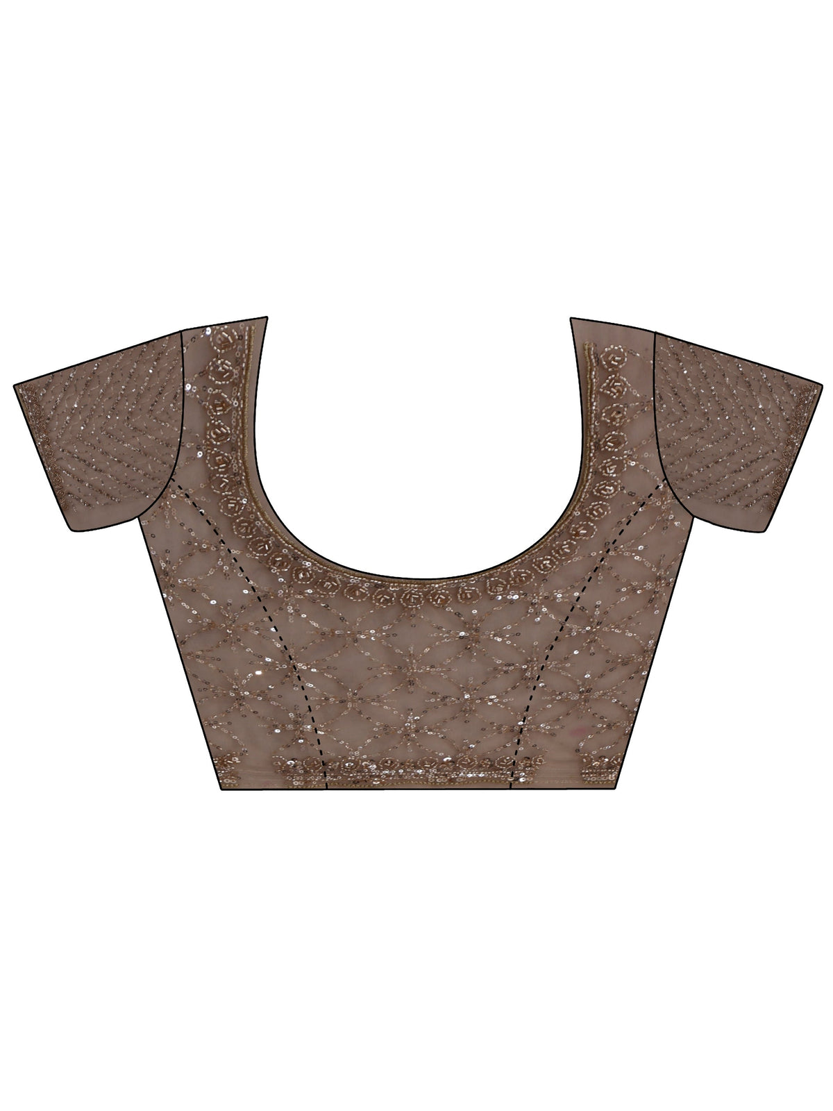 Anouk Art Taupe Grey Sequinned Rosette Design Net Saree
