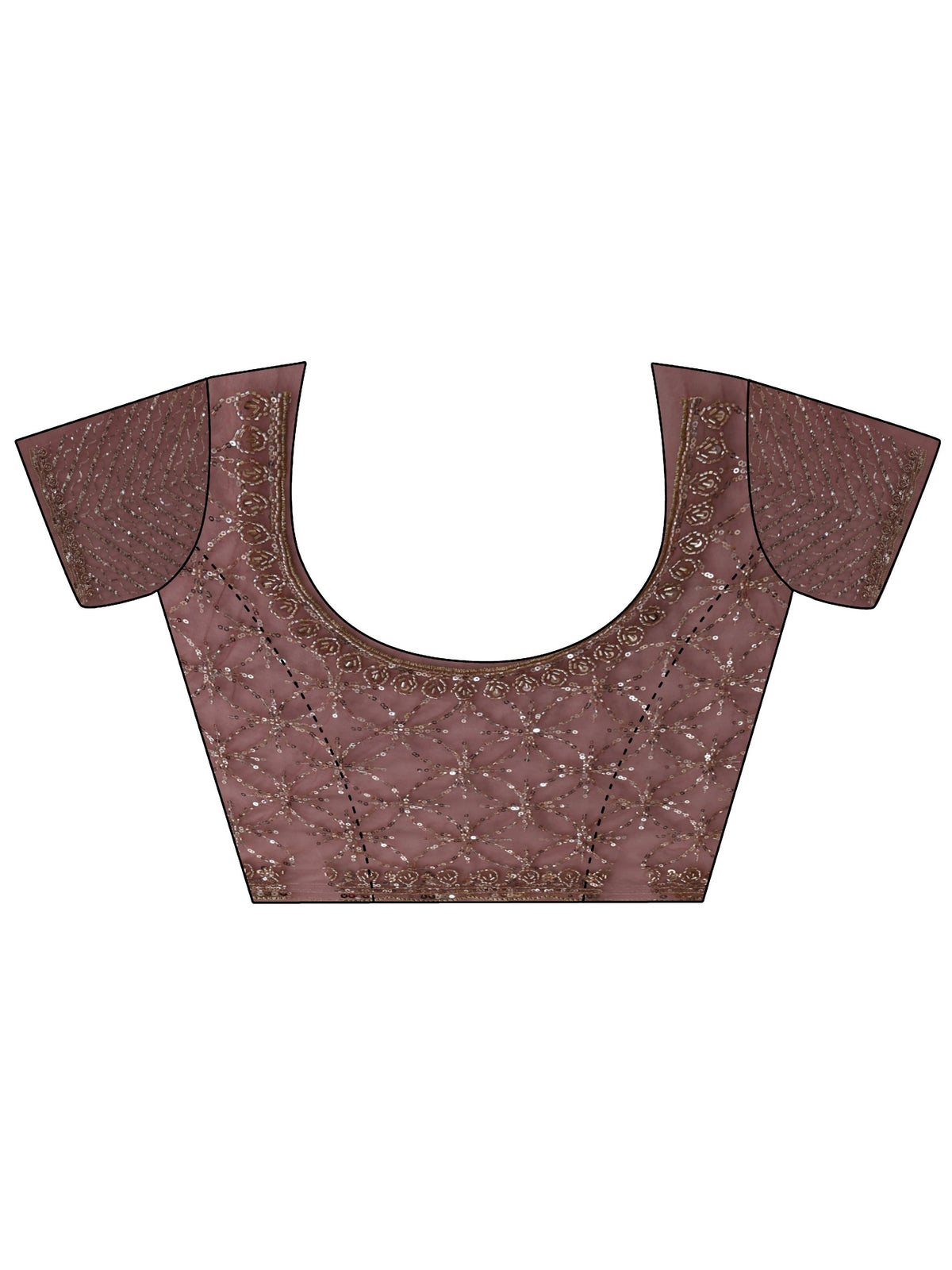 Anouk Art Mauve Sequinned Rosette Design Net Saree