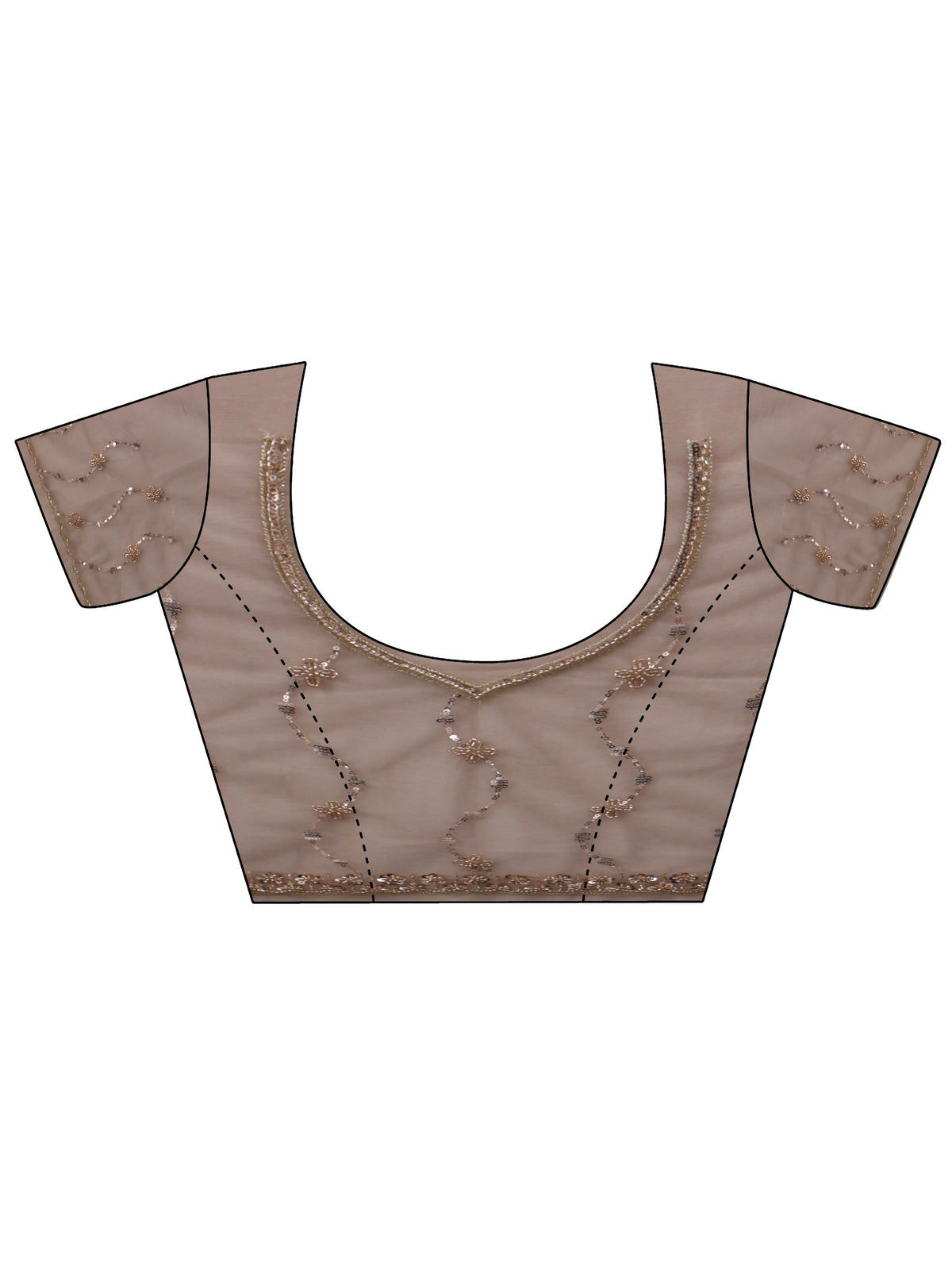 Anouk Taupe Grey Embellished Wavy Pattern Net Saree