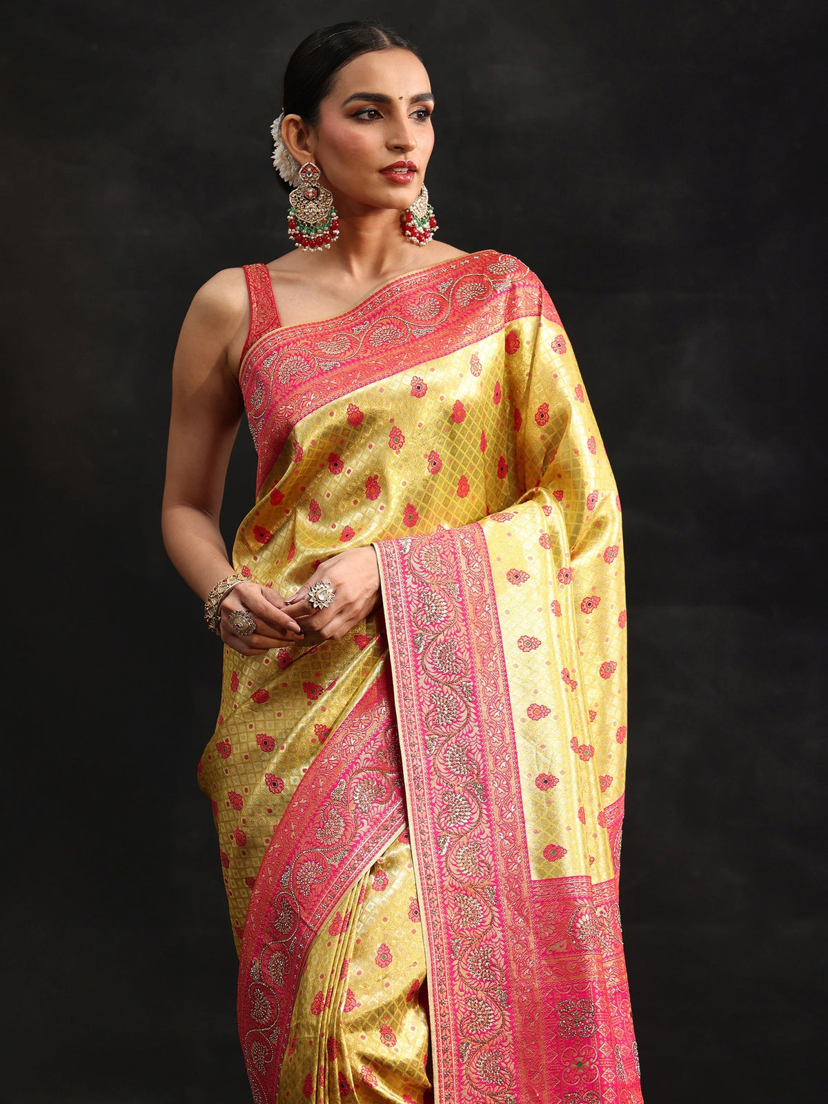 Anouk Art Green Banarasi Silk Blend Saree
