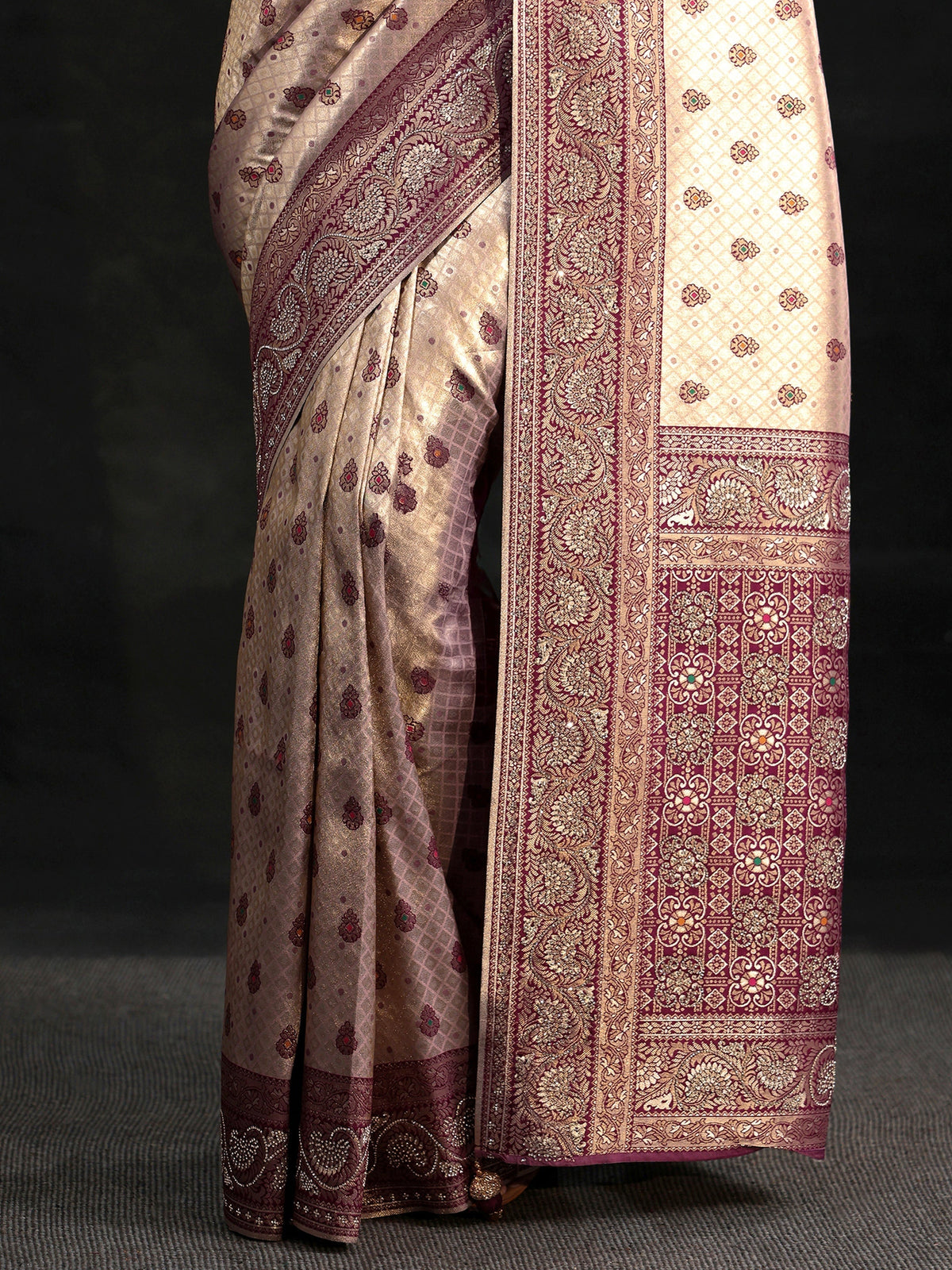 Anouk Art Purple Banarasi Silk Blend Saree