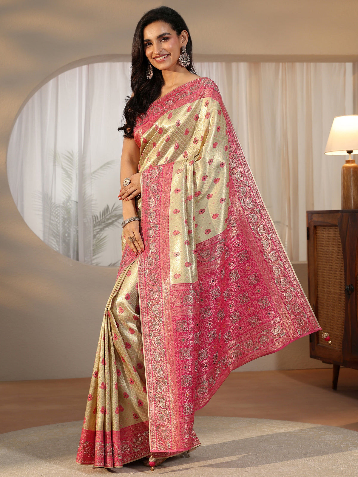 Anouk Art Gold Banarasi Silk Blend Saree