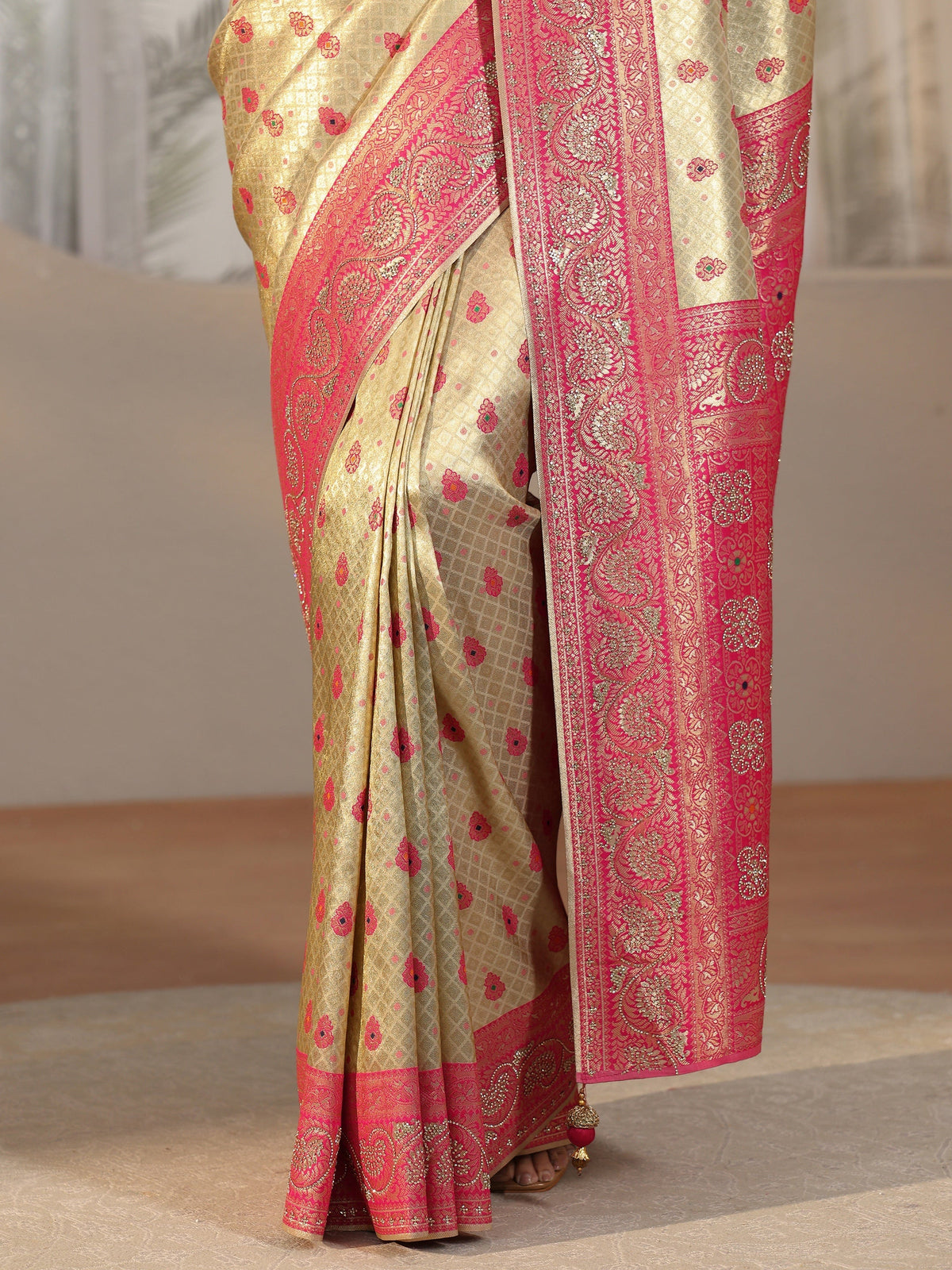Anouk Art Gold Banarasi Silk Blend Saree