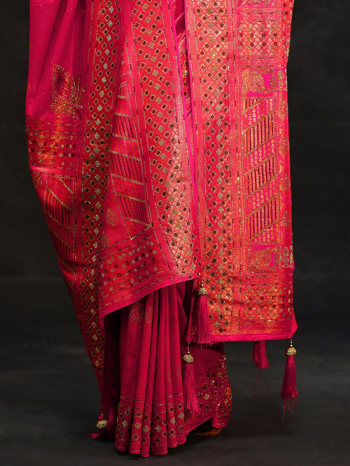 Anouk Art Pink Embellished Banarasi Silk Blend Saree with Dupatta