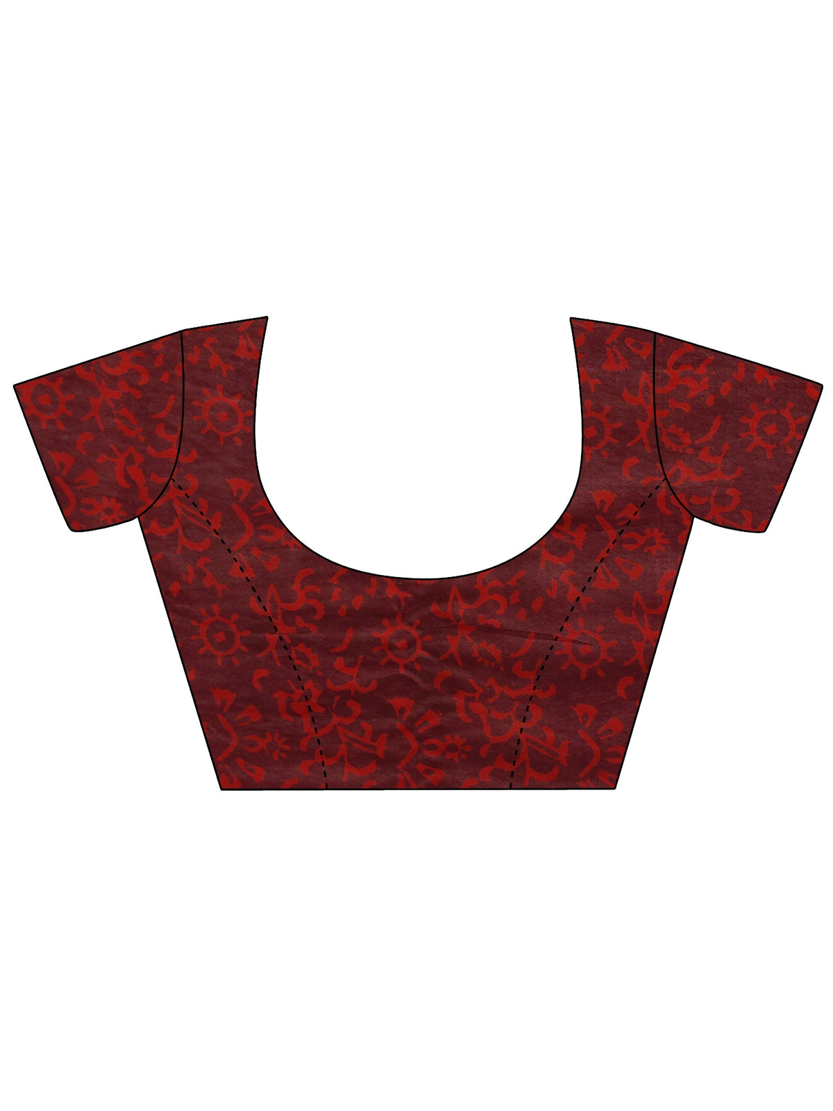 Anouk Maroon Block Print Cotton Saree