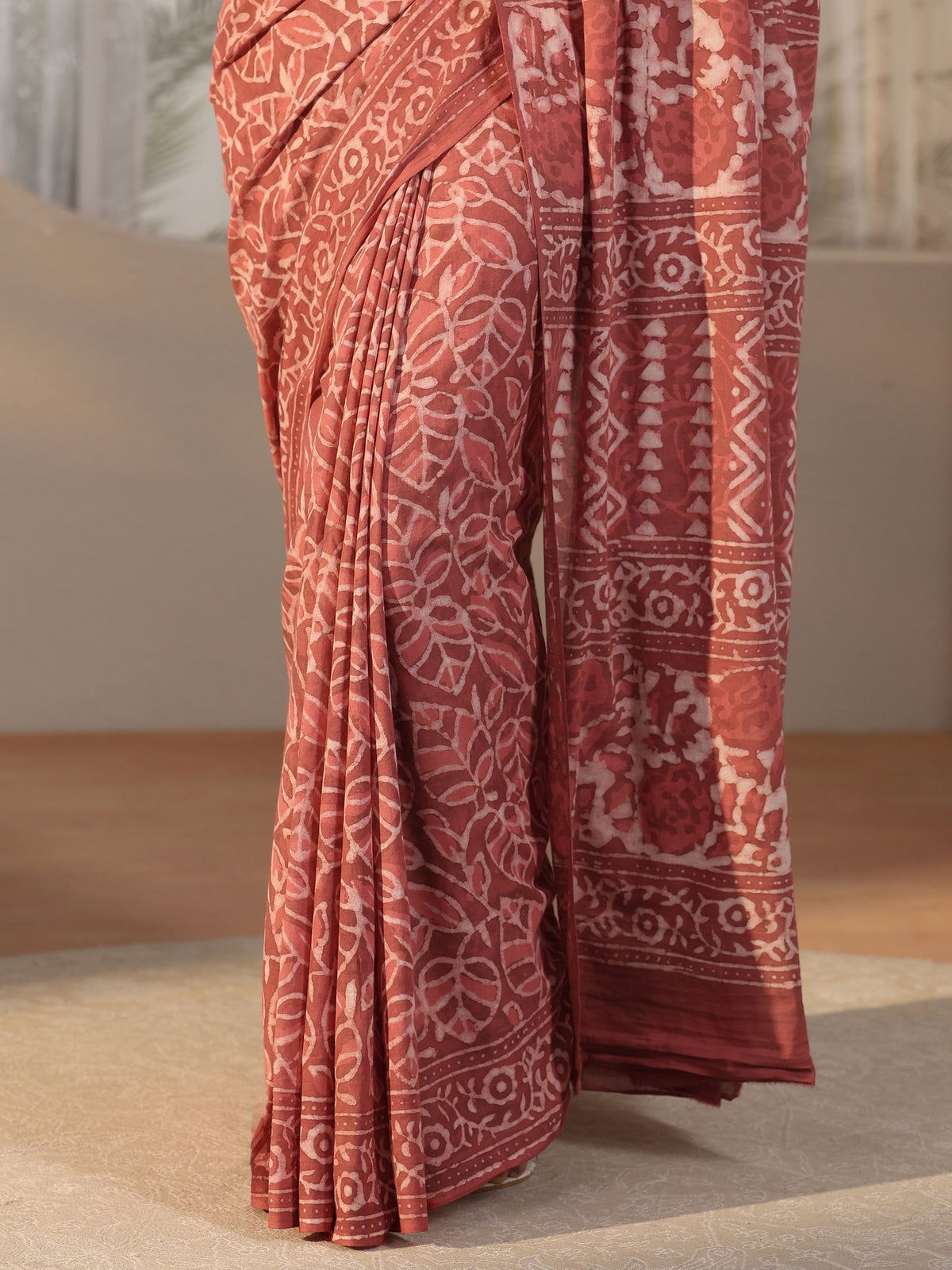 Anouk Dusty Pink Batik Printed Cotton Saree