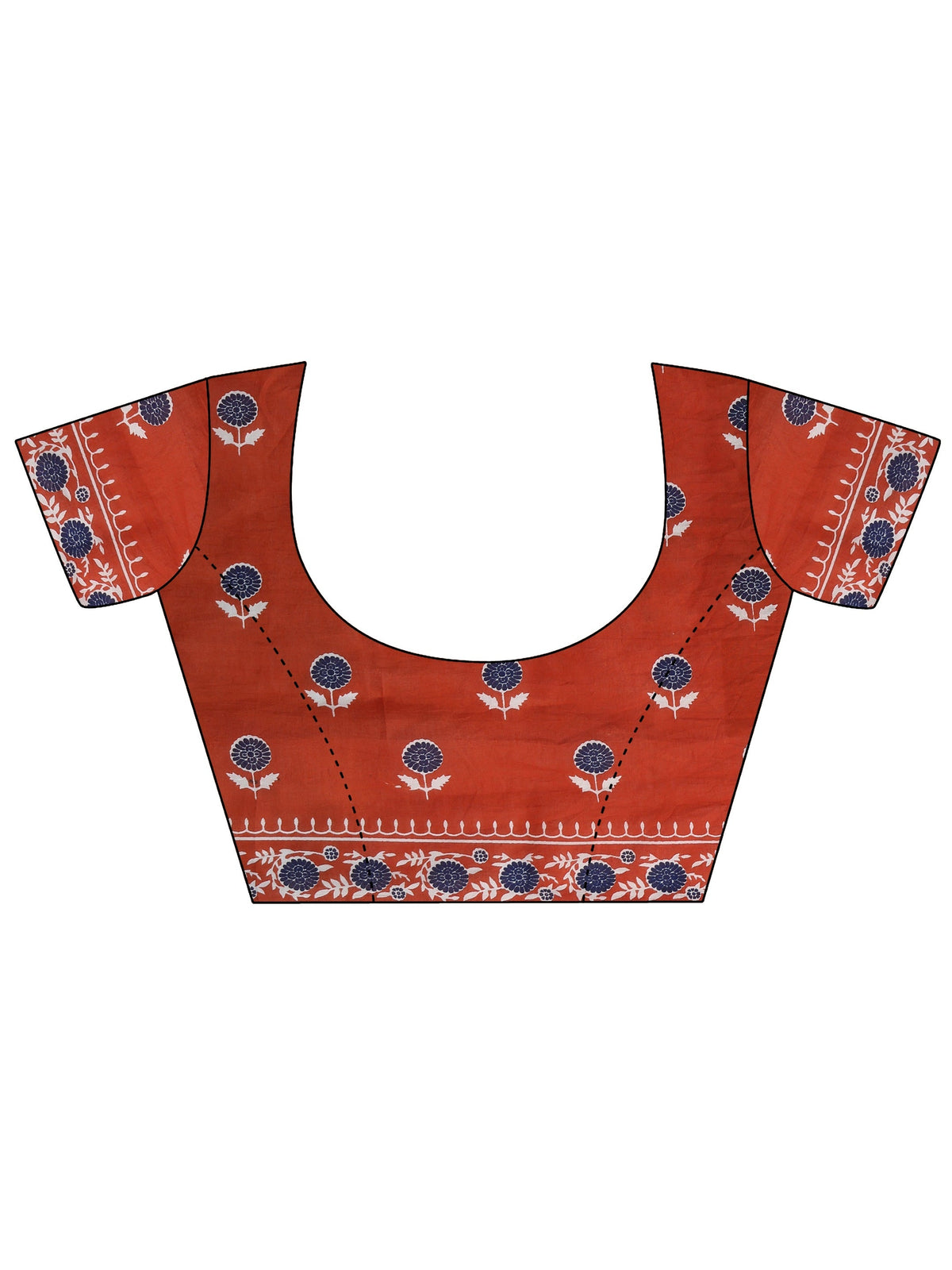 Anouk Orange Floral Block Print Cotton Saree