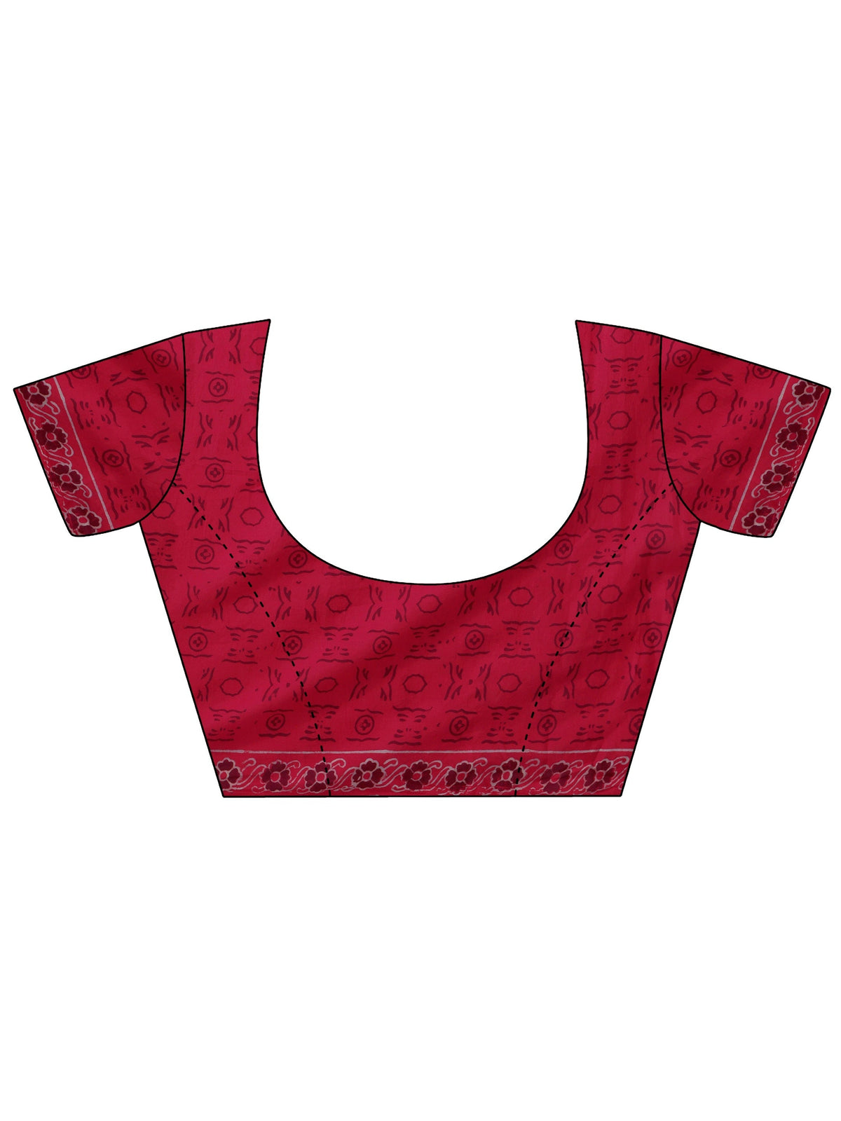 Anouk Crimson Red Block Print Cotton Saree