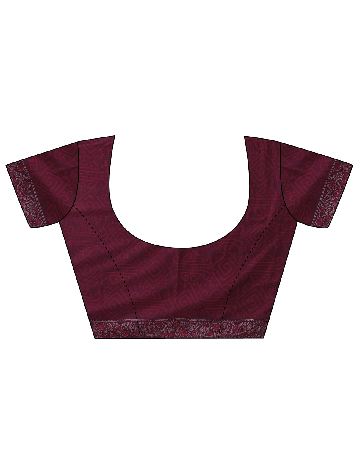 Anouk Wine Red Block Print Cotton Saree