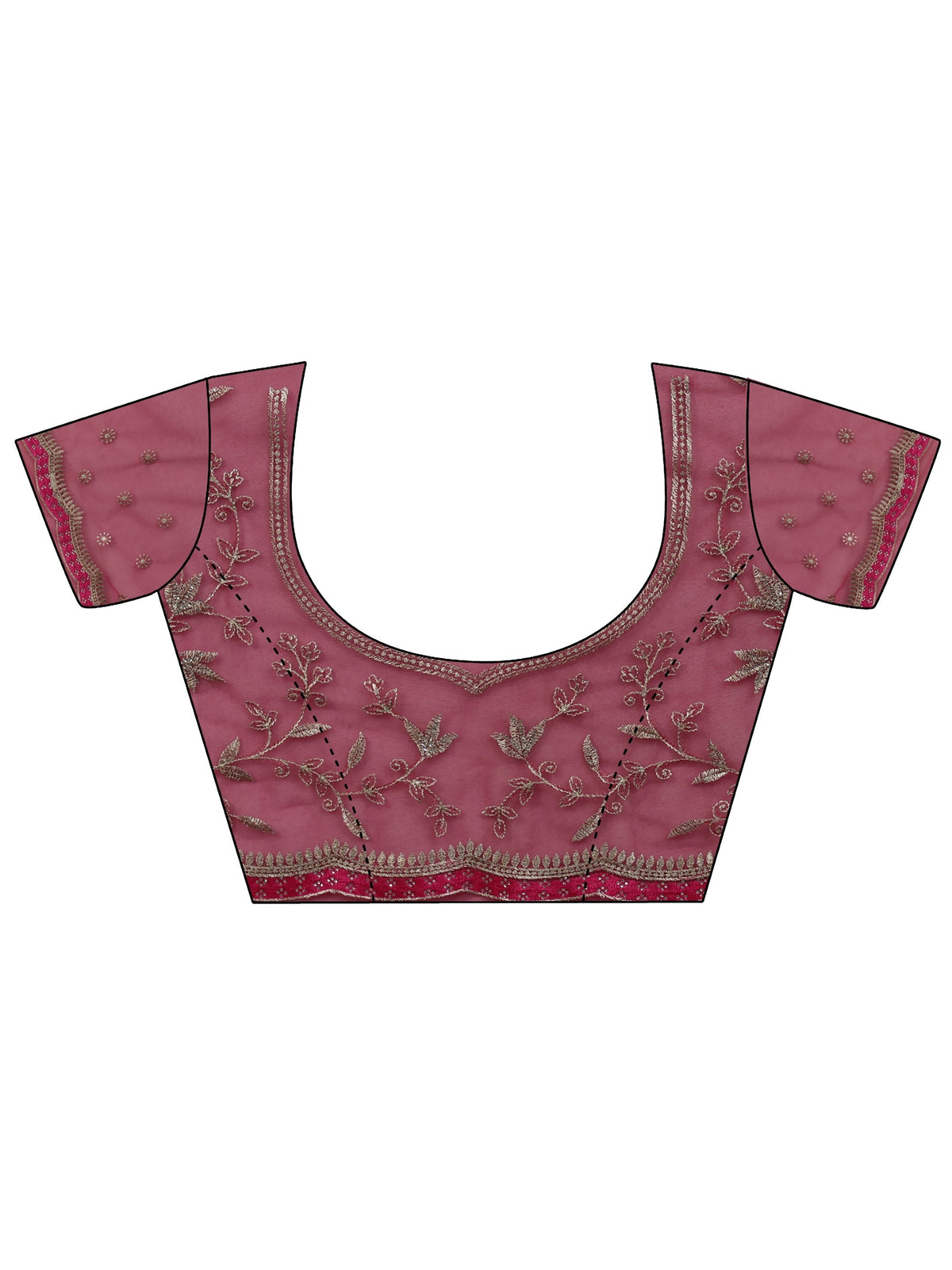 Anouk Rani Pink Floral Embroidered Net Saree