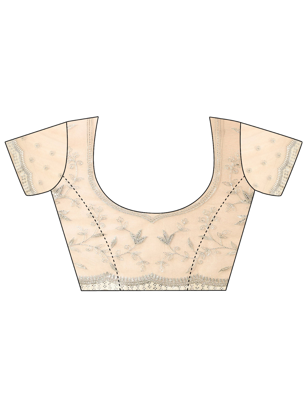 Anouk Cream Floral Embroidered Net Saree