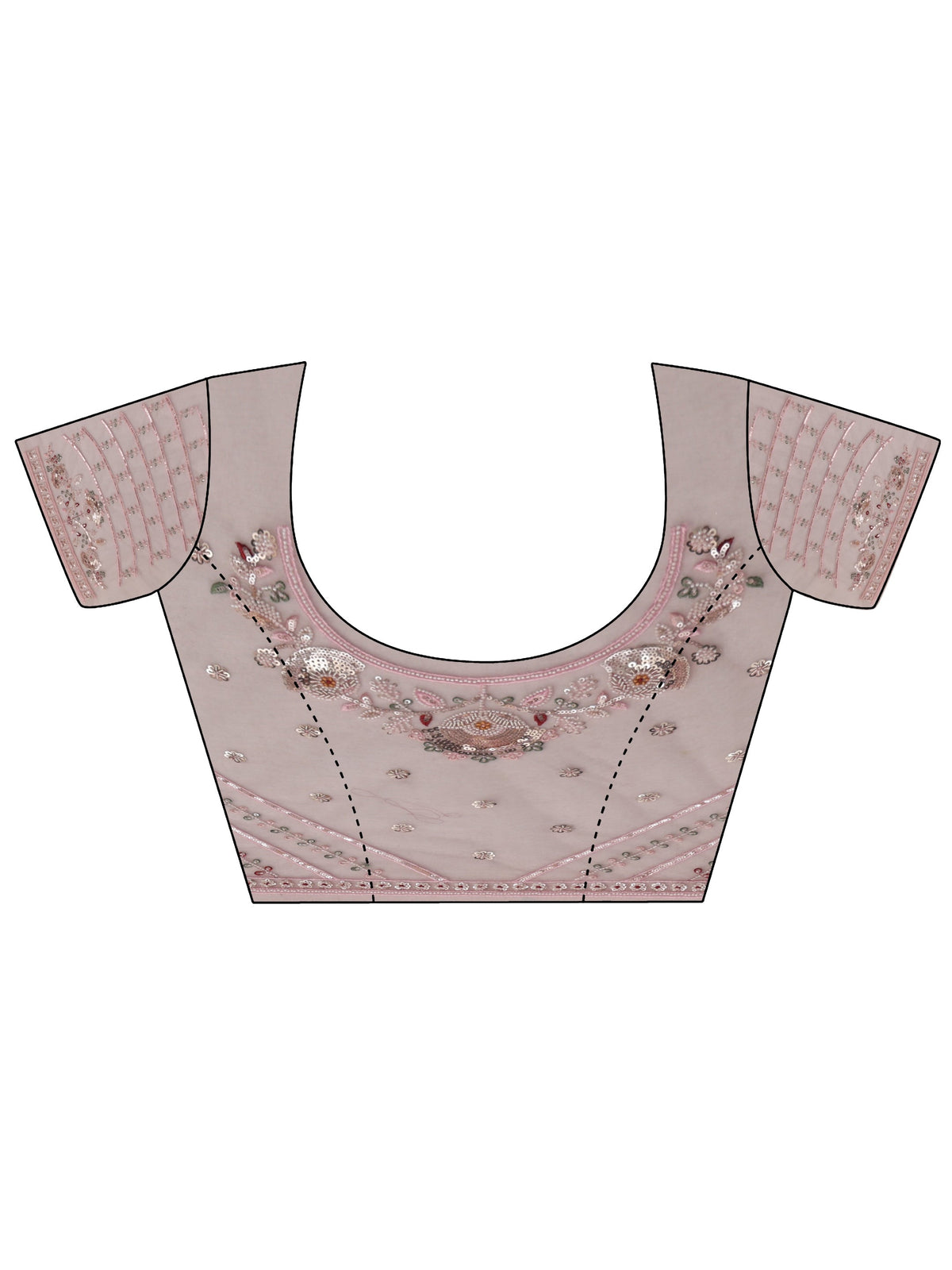 Anouk Art Blush Pink Bead and Sequin Embellished Floral Net Saree