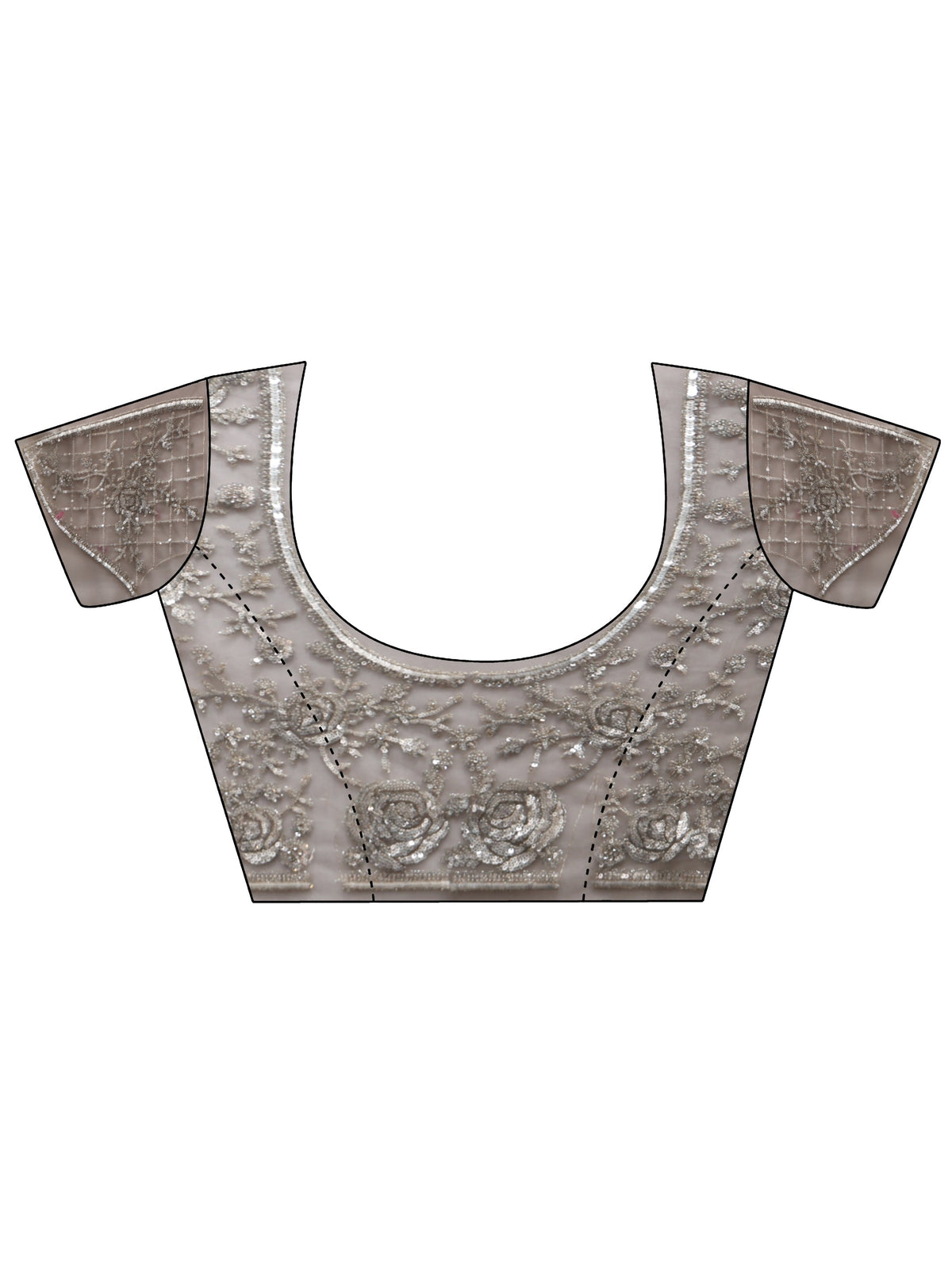 Anouk Art Taupe Grey Sequin Embellished Floral Net Saree
