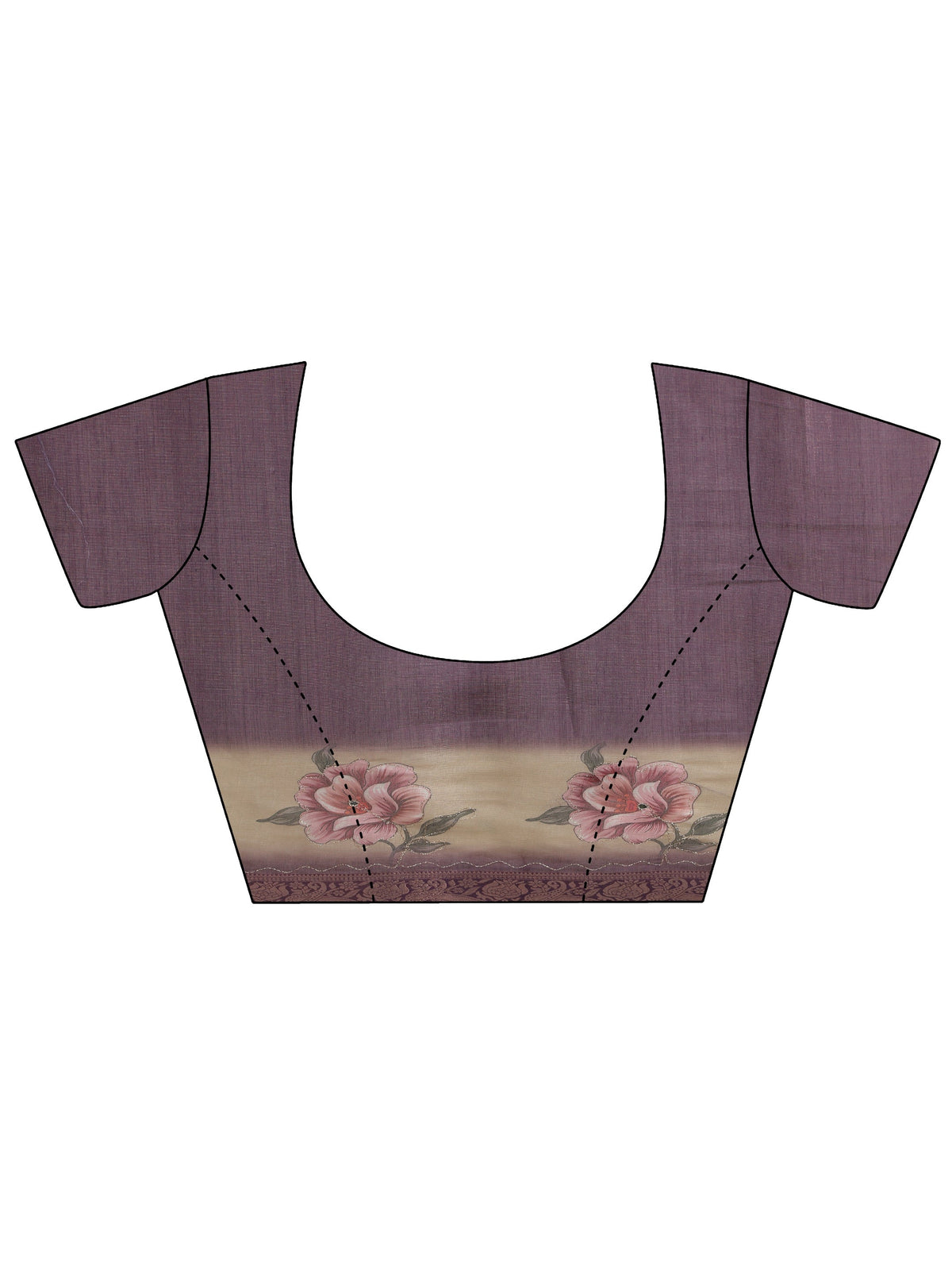 Anouk Purple Floral Printed Silk Blend Ombre Saree with Woven Border