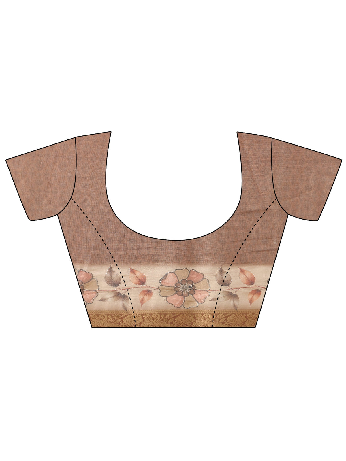 Anouk Brown Floral Printed Silk Blend Ombre Saree with Woven Border