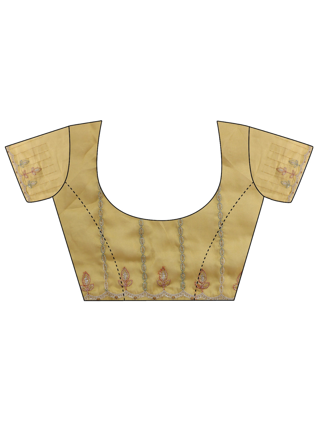 Anouk Sunshine Yellow Leafy Embroidered Tissue Saree