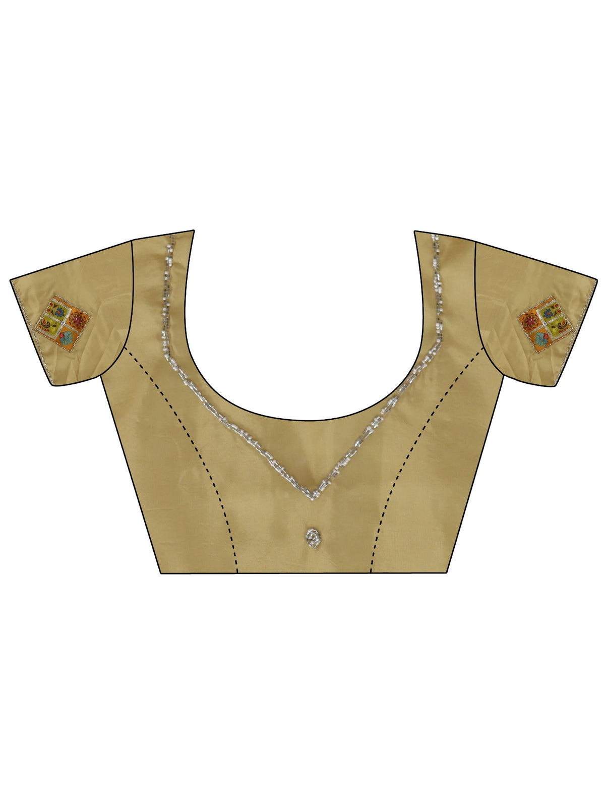 Anouk Antique Yellow Satin Saree with Applique Design