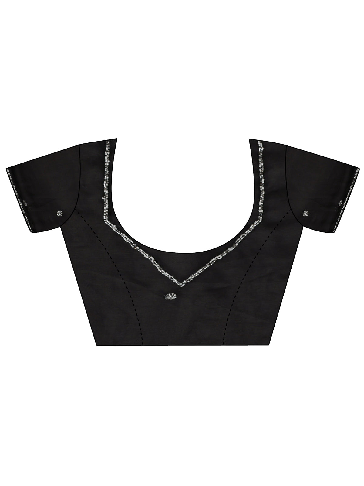 Anouk Black 3D Beaded Applique Tissue Saree