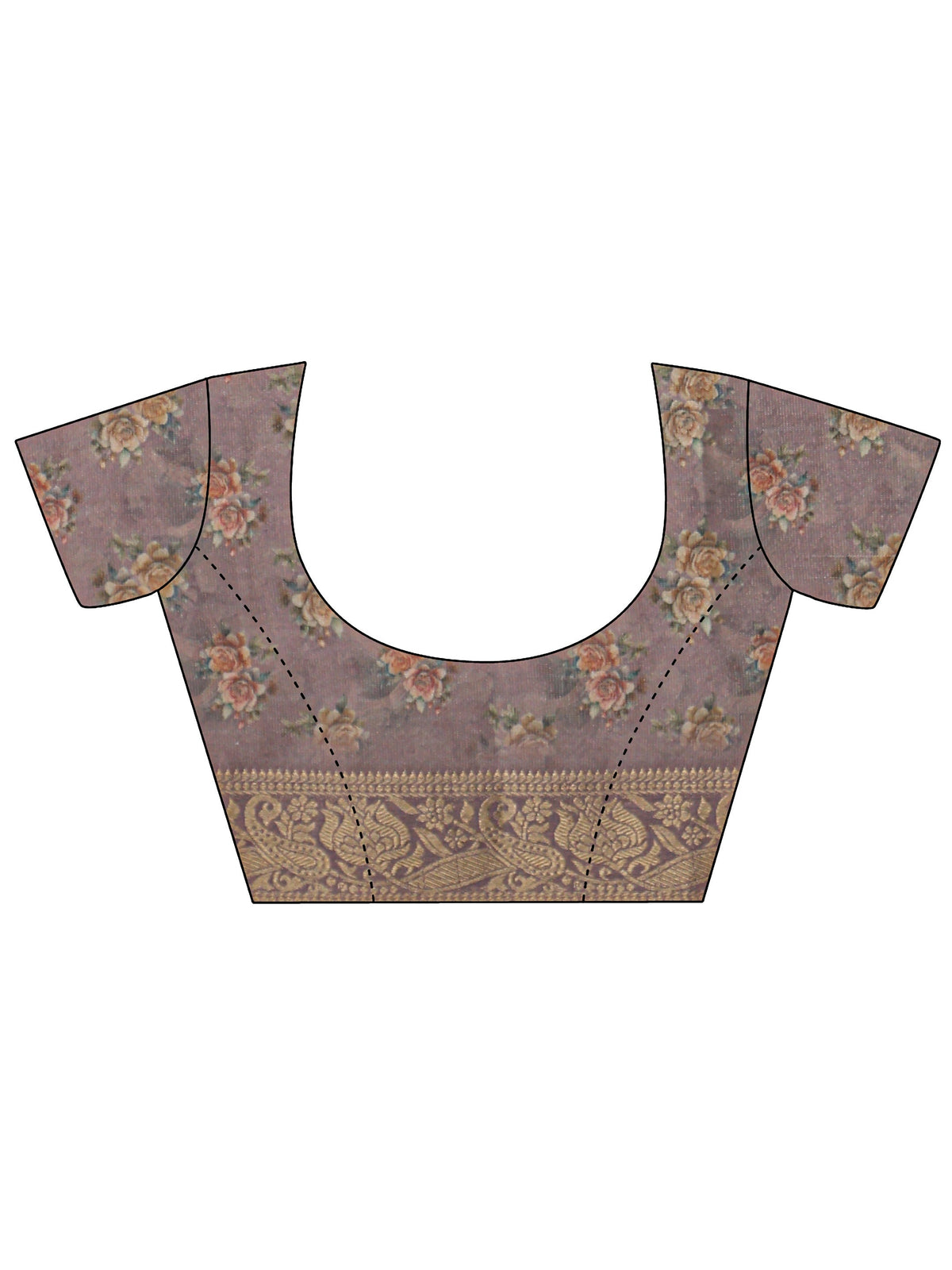 Anouk Lavender Floral Printed Silk Blend Saree with Woven Border