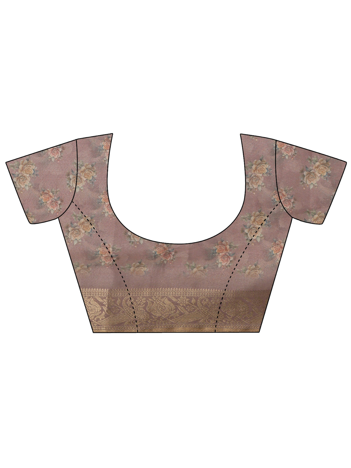 Anouk Mauve Floral Printed Silk Blend Saree with Woven Border