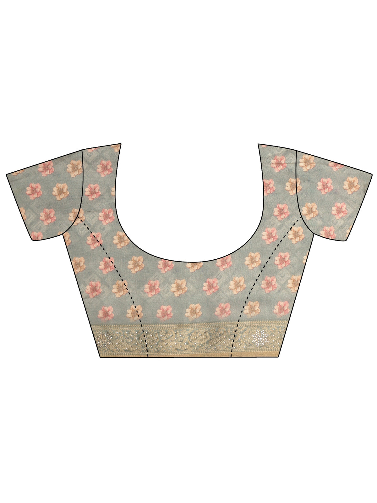Anouk Dusty Green Floral Printed Silk Blend Saree