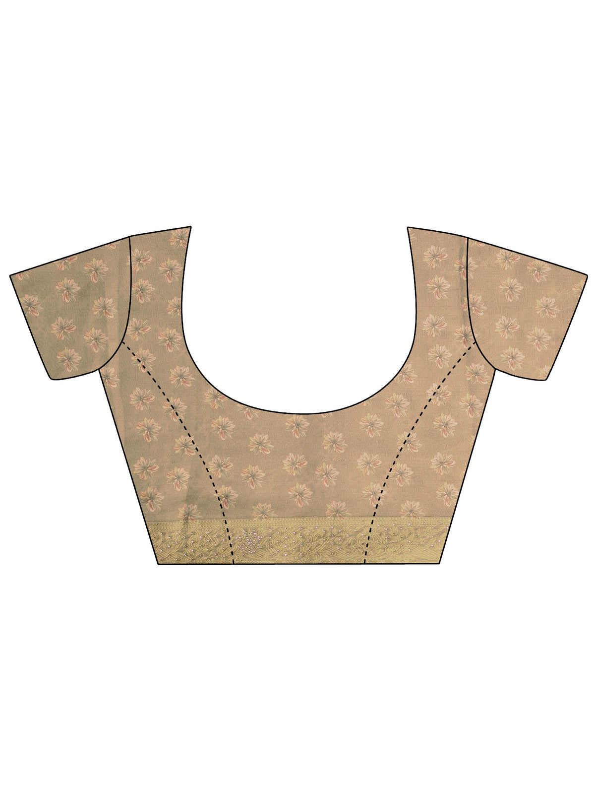 Anouk Dusty Olive Green Floral Printed Silk Blend Saree