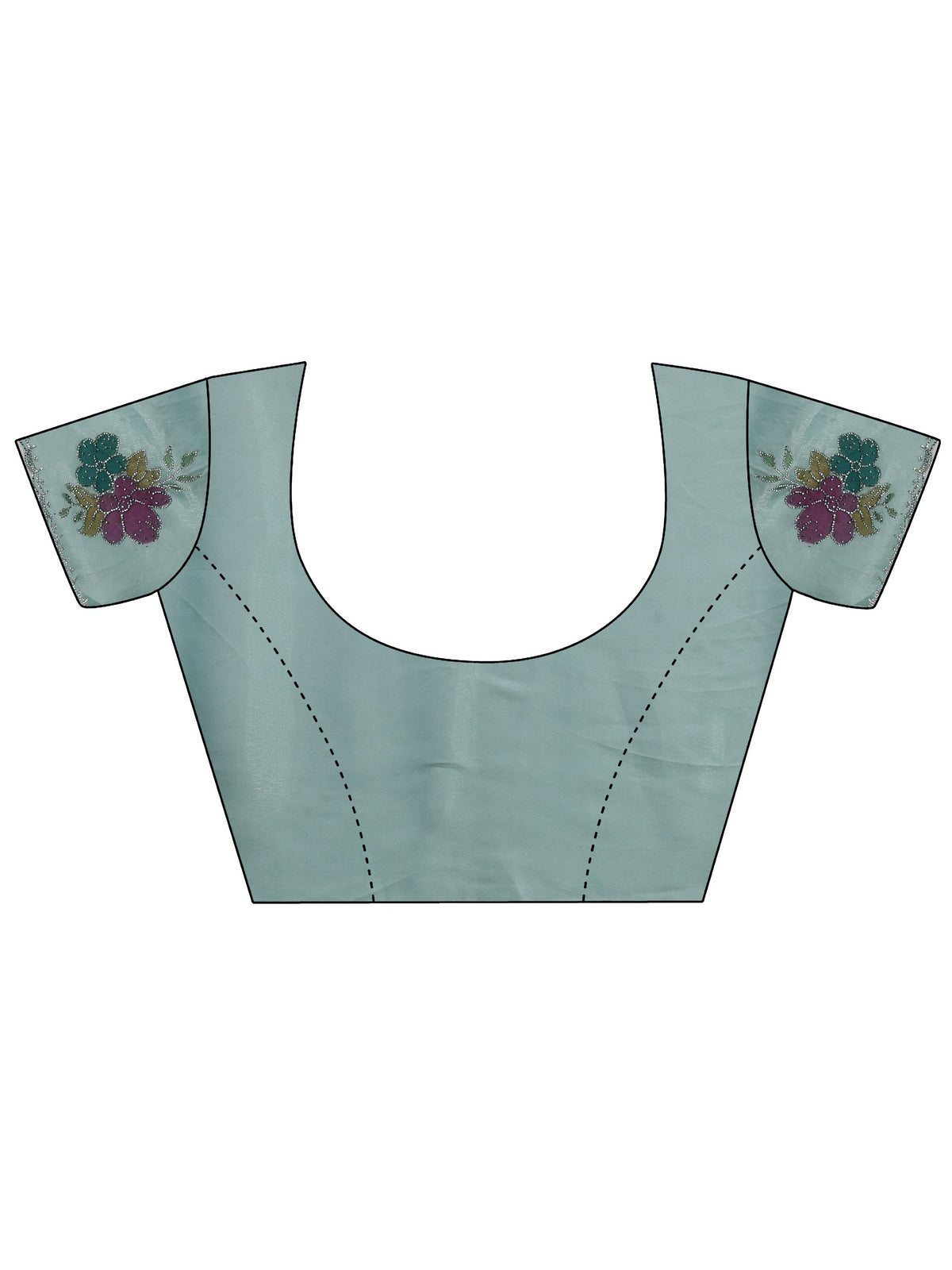 Anouk Powder Blue Floral Embellished Tissue Saree